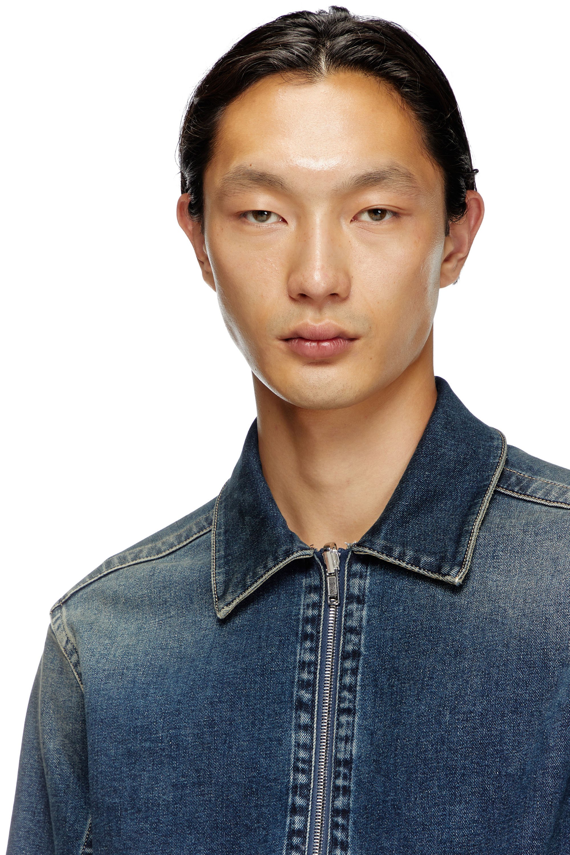 Diesel - D-SIMPLY-RE, Male's Zipped shirt in Rehab denim in ダークブルー - 5