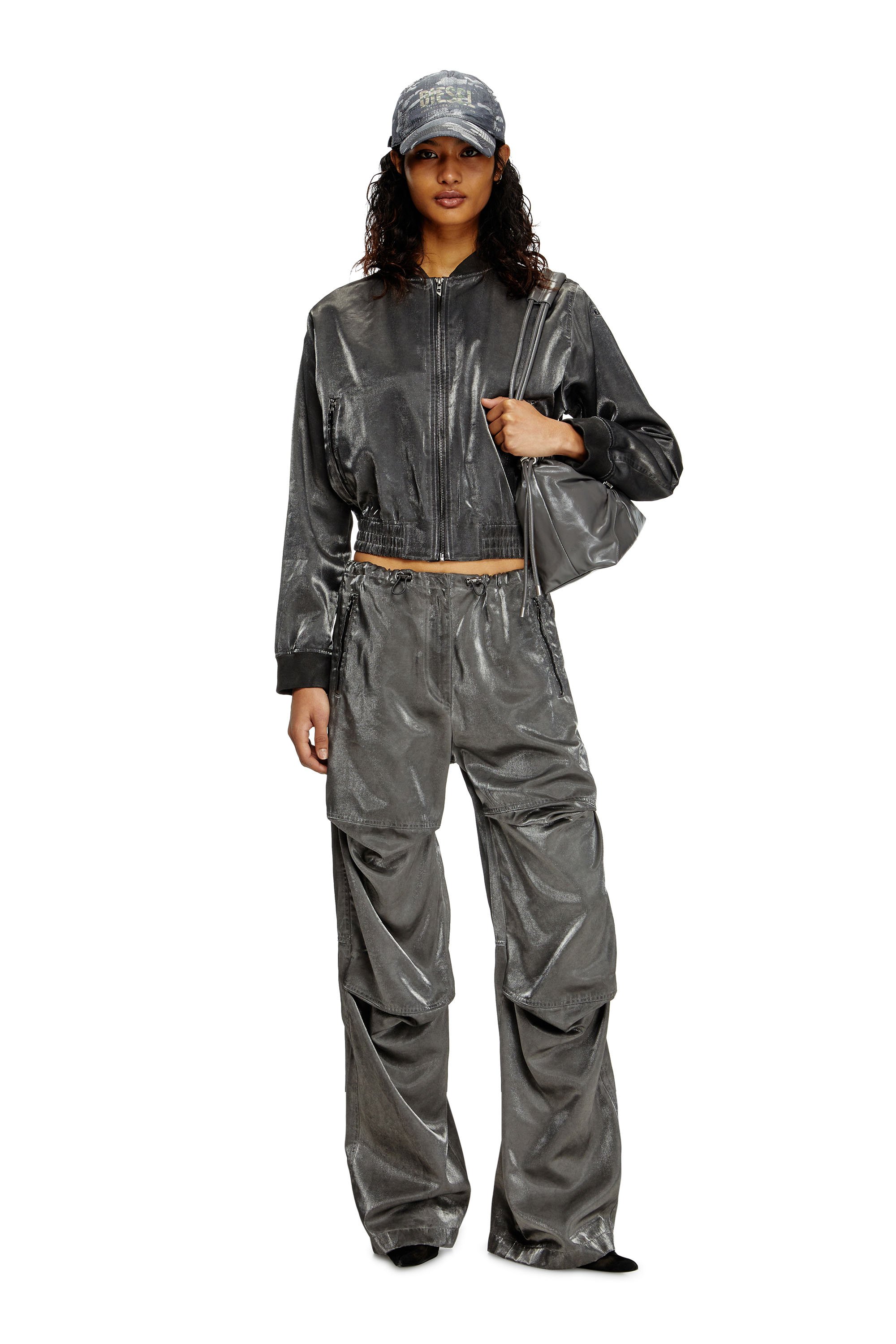 Diesel - P-RODIGE, Female's Satin cargo pants in グレー - 2