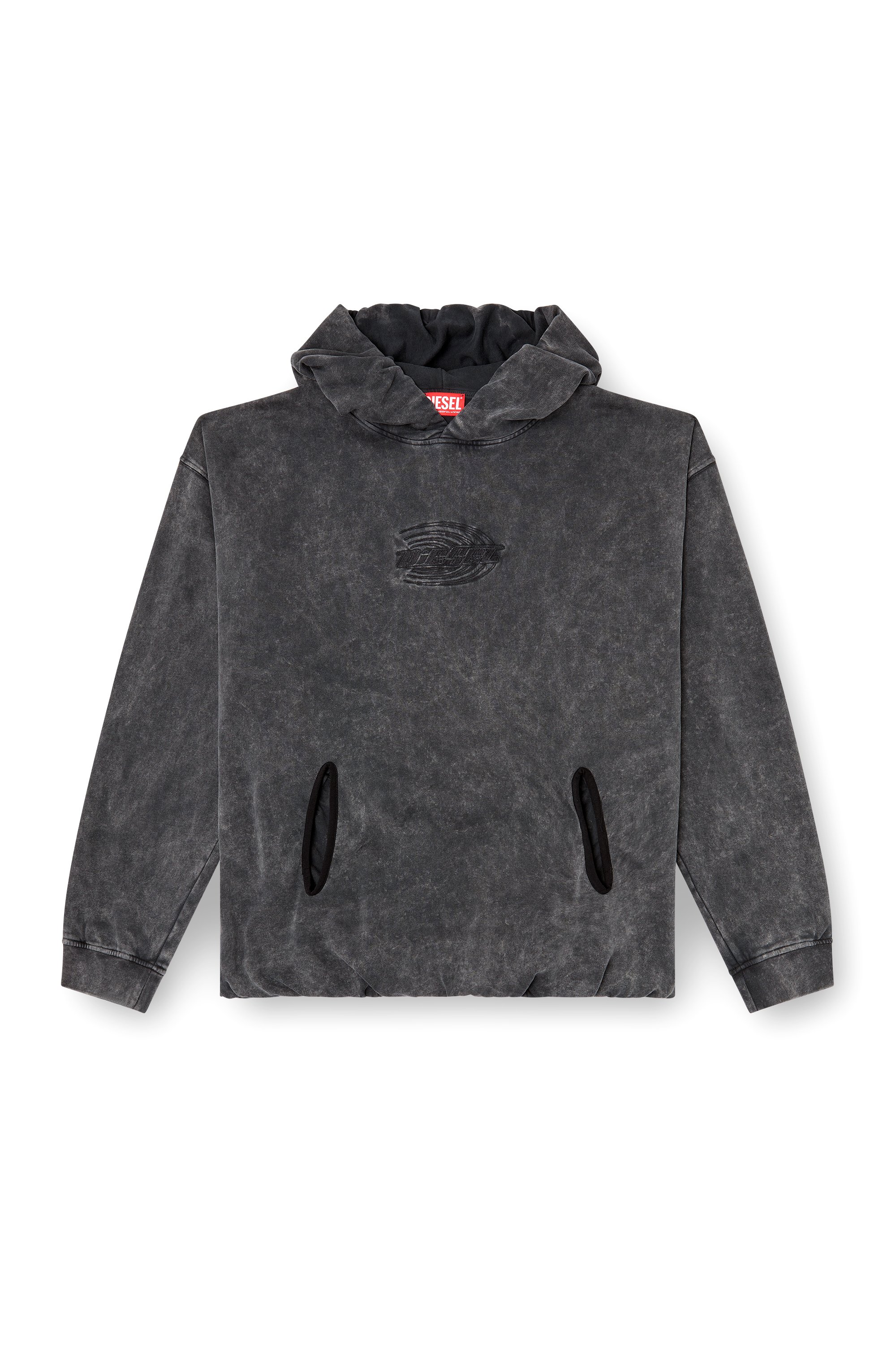 Diesel - S-BOXSTIC-HOOD, Unisex's Gathered acid-wash hoodie in ダークグレー - 6