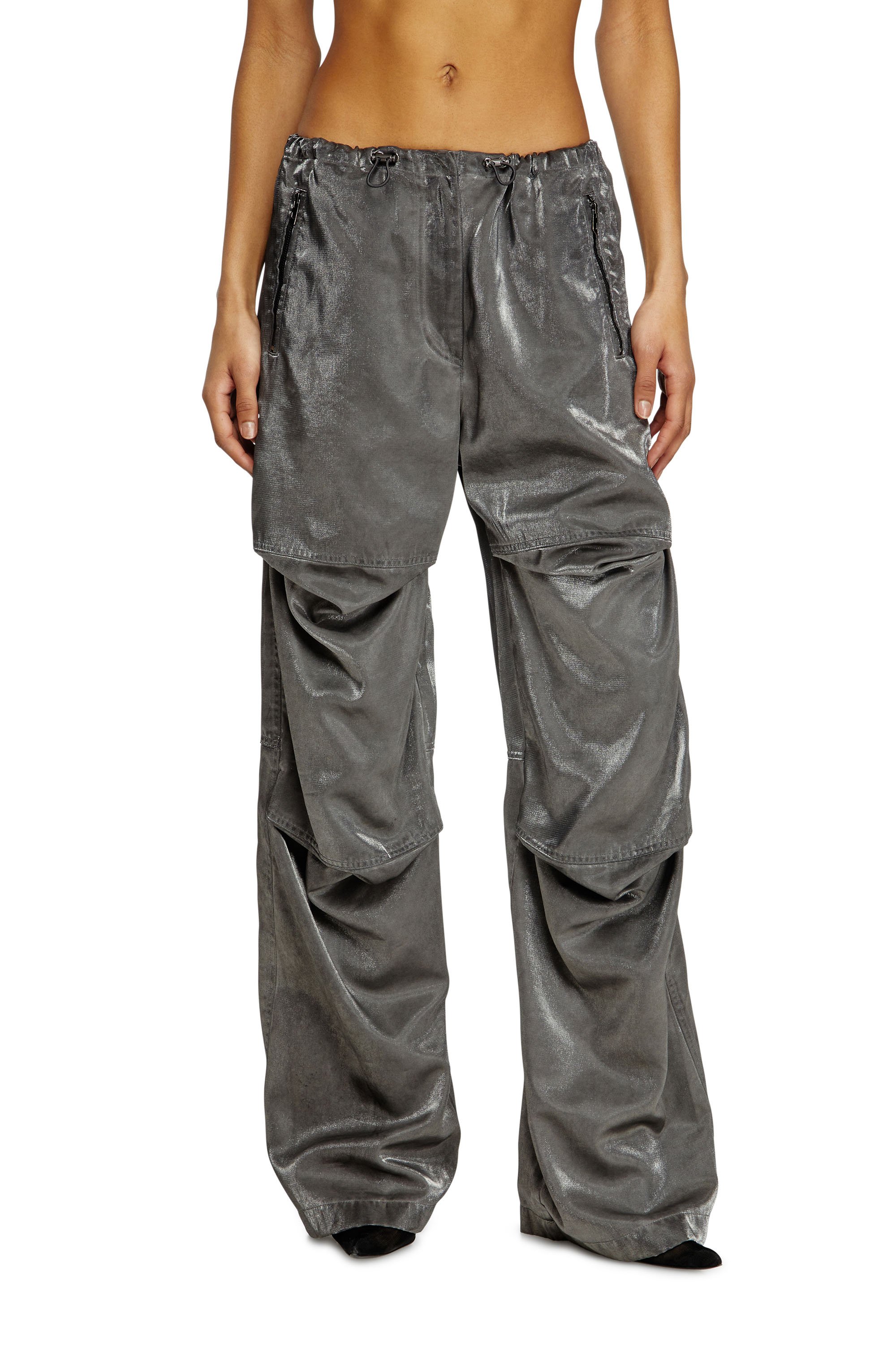 Diesel - P-RODIGE, Female's Satin cargo pants in グレー - 1