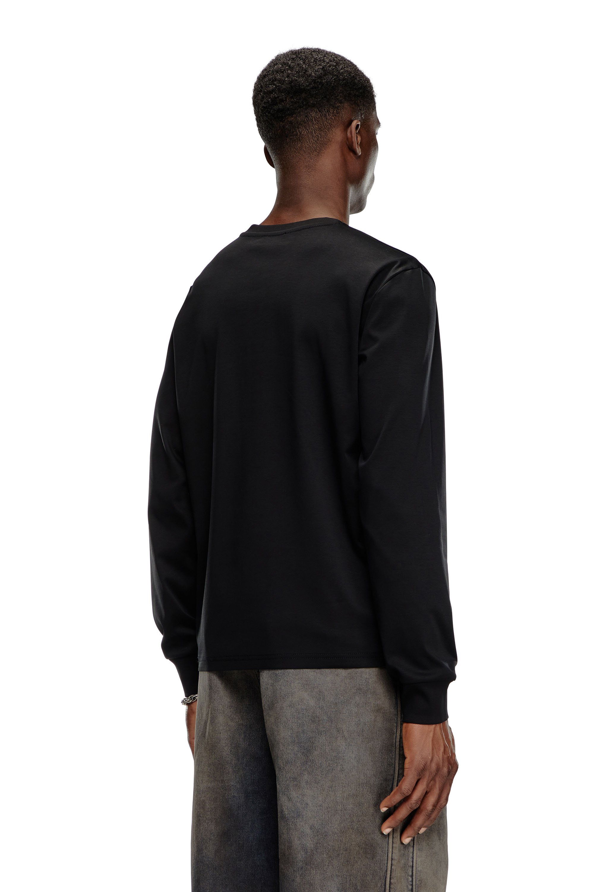 Diesel - T-MADJUST-LS-K1, Male's Long-sleeve T-shirt with tonal print in ブラック - 4