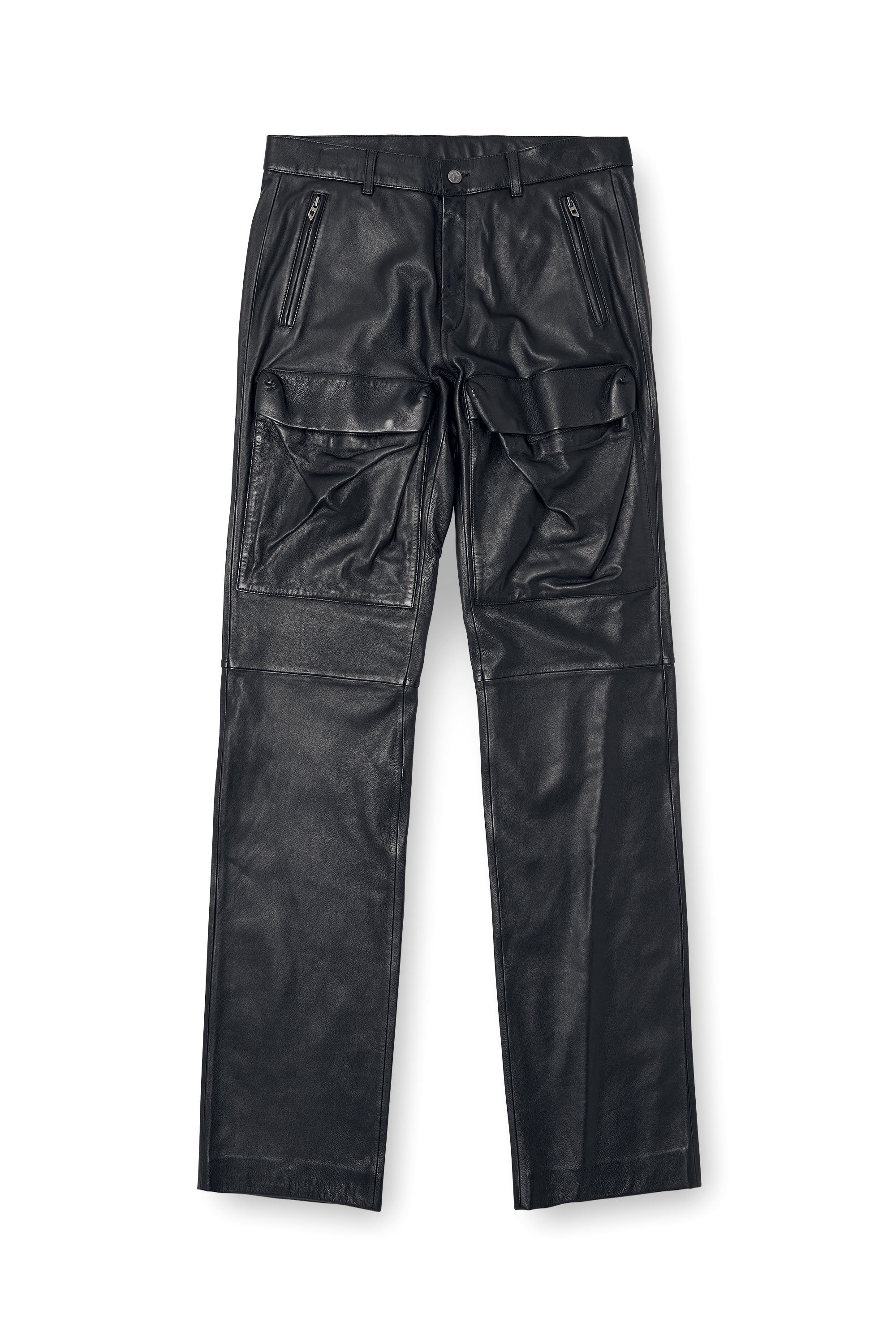 Diesel - P-GAST, Male's Leather pants with utility pockets in ブラック - 3