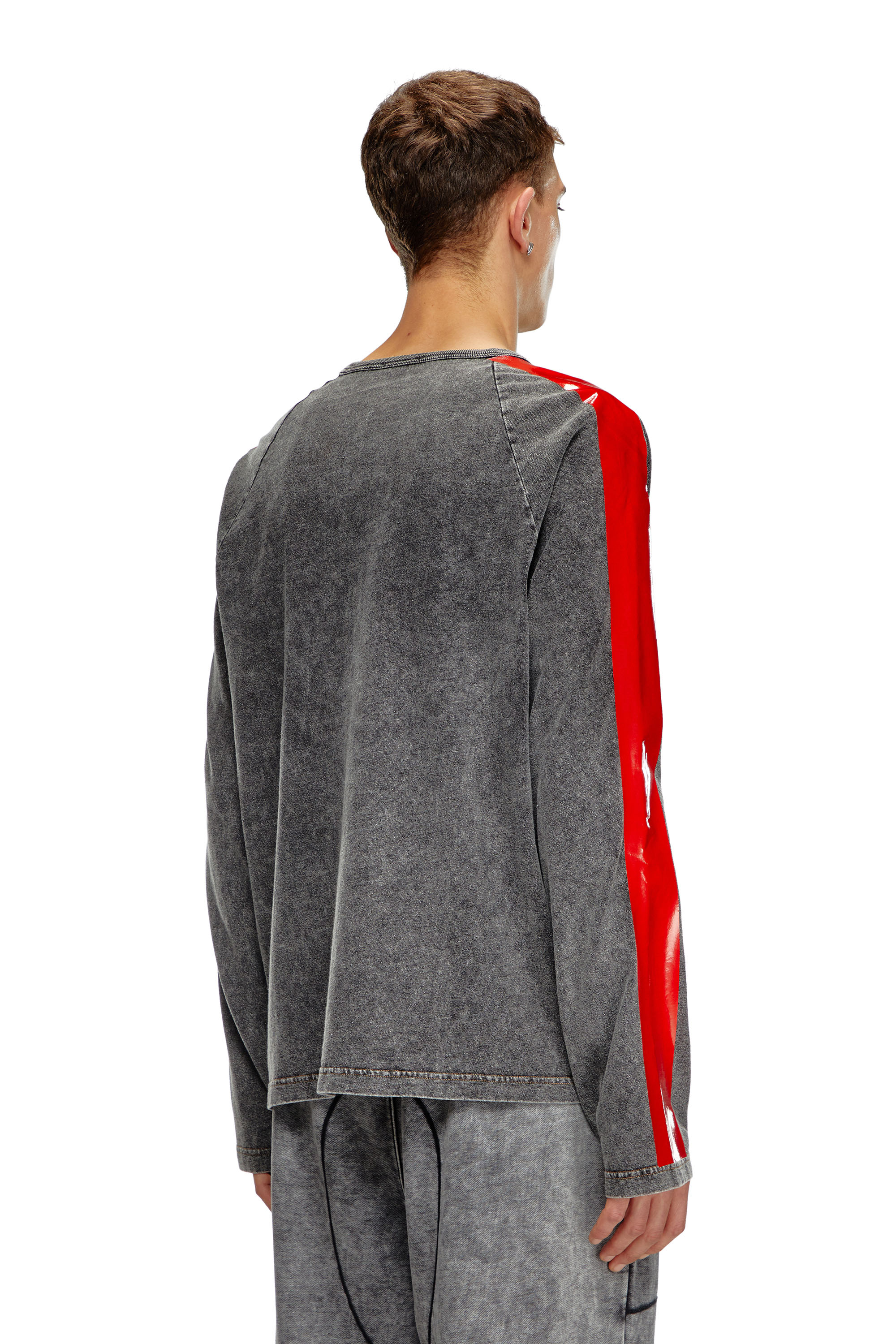 Diesel - T-REDROXT, Male Long-sleeve T-shirt with glossy bands in ブラック - Image 4