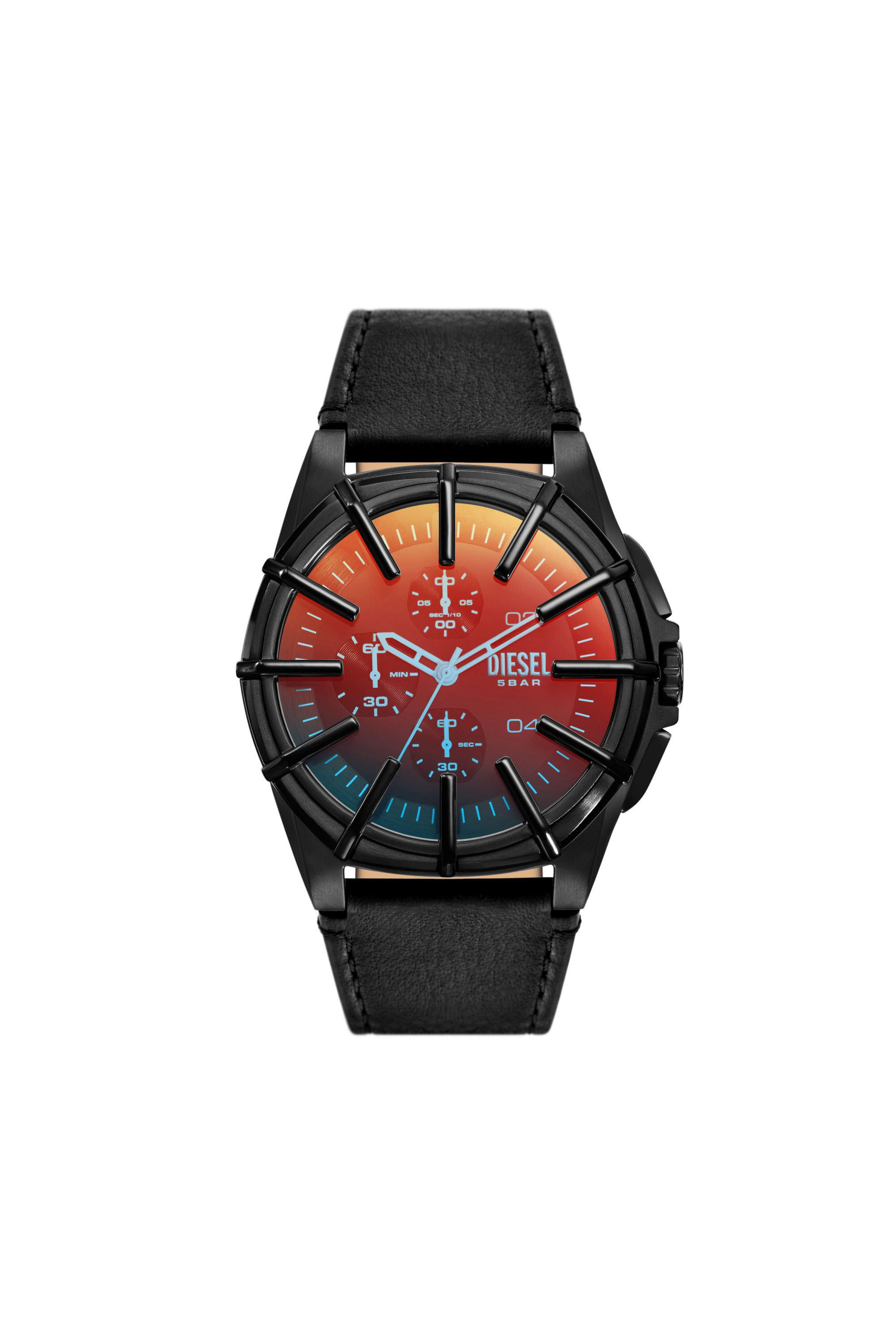 Diesel - DZ4658, Male Framed black leather watch in ブラック - Image 1