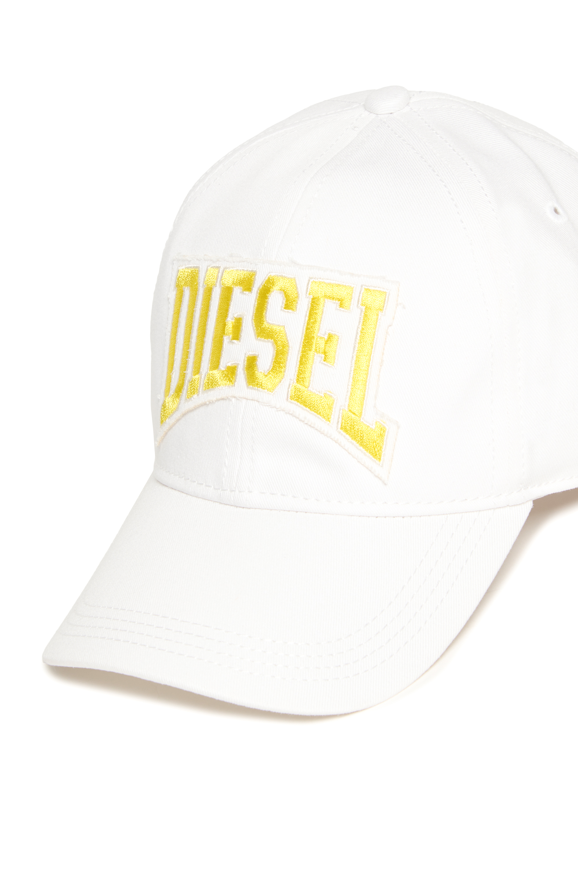 Diesel - FCGUS, Male's Baseball cap with logo-embroidered patch in ホワイト/イエロー - 3