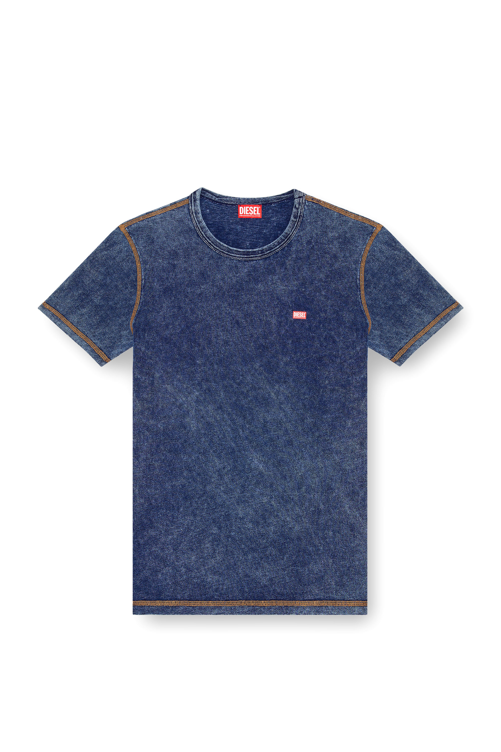Diesel - T-ADJUST-Q12, Male T-shirt with denim effect in ブルー - Image 3