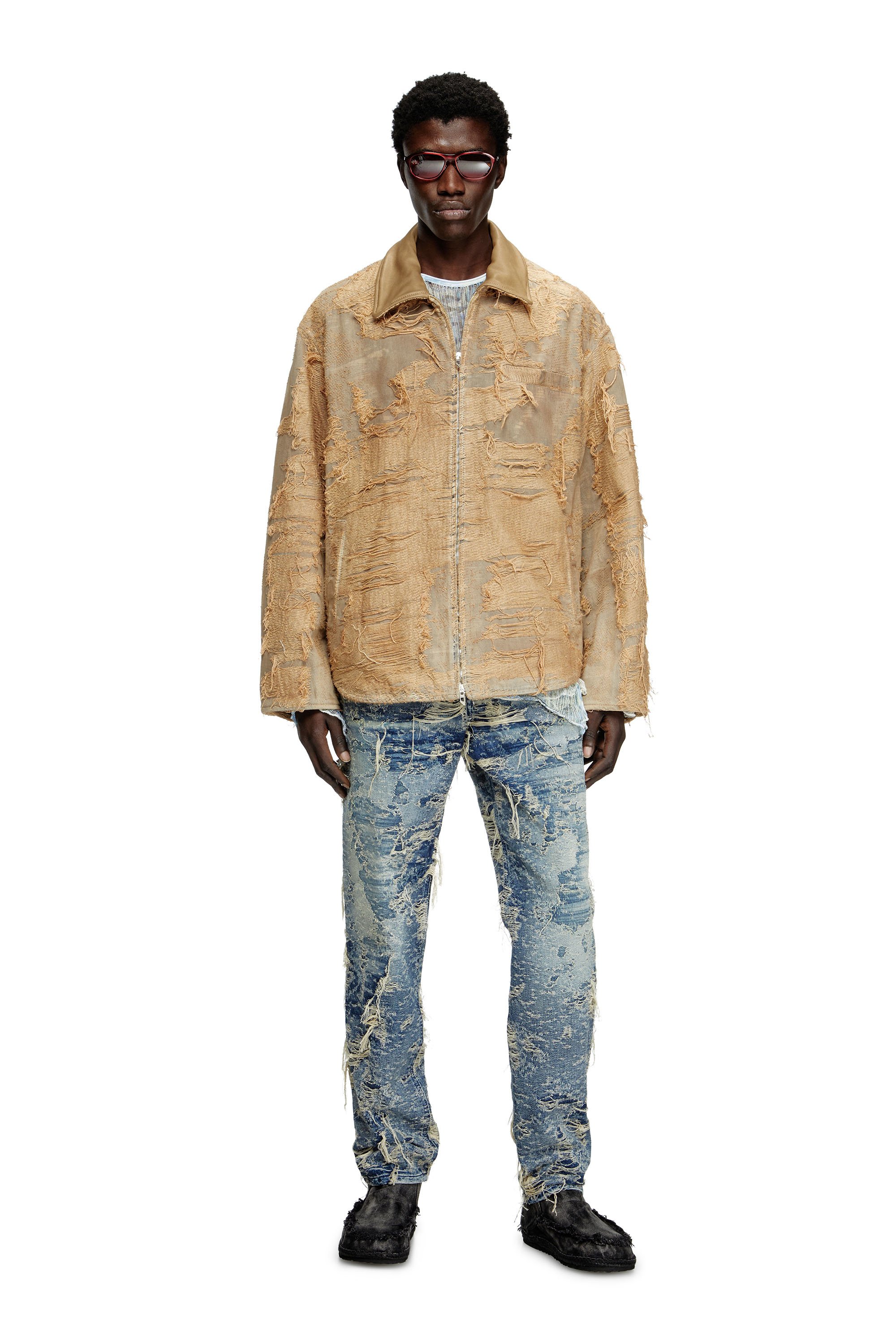 Diesel - D-IVAR-FSG, Male's Jacket in overdyed floating-thread denim in ライトブラウン - 2