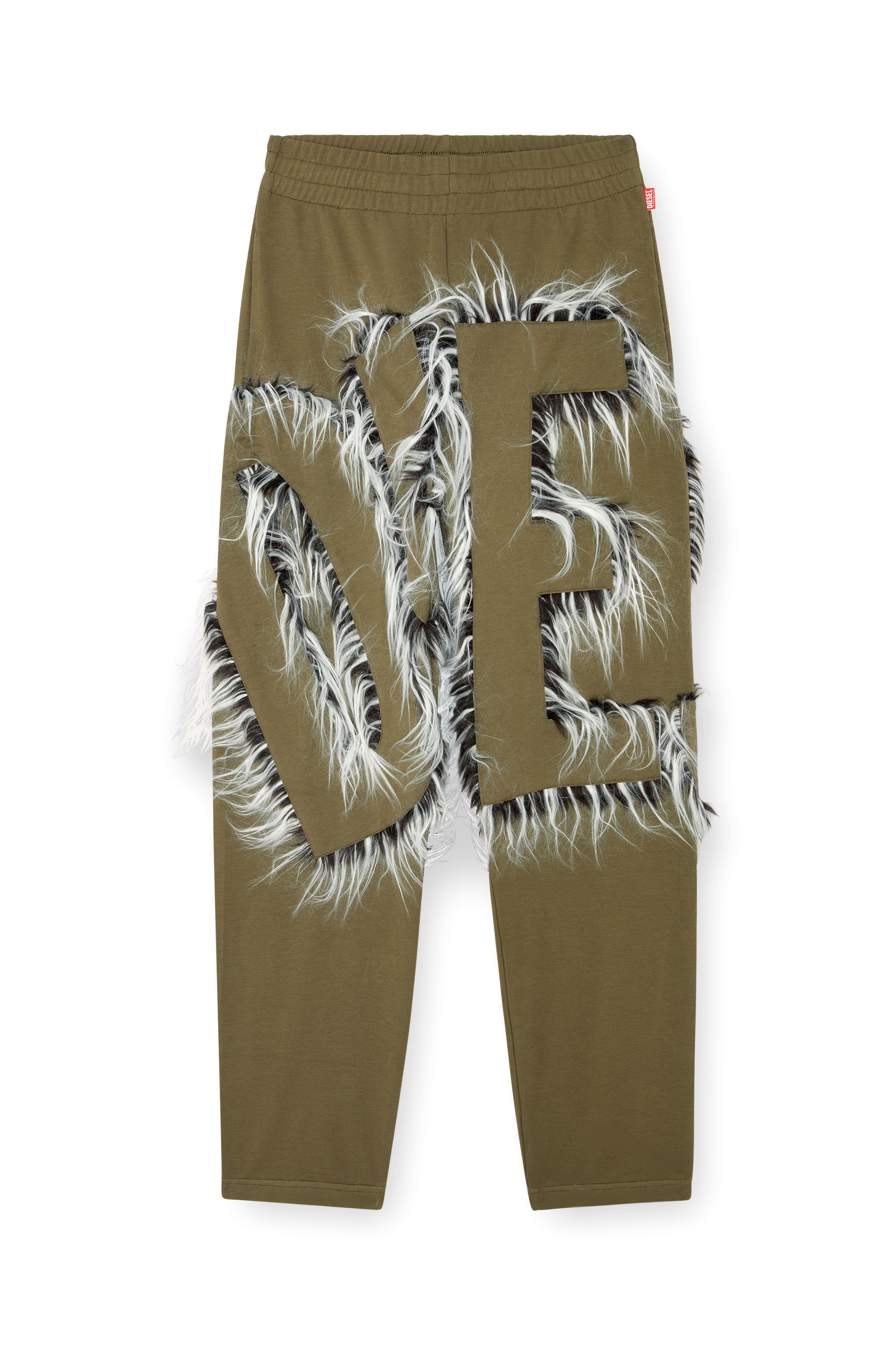 Diesel - P-BIMY-FUR, Male's Track pants with hairy-trim logo in ミリタリーグリーン - 3