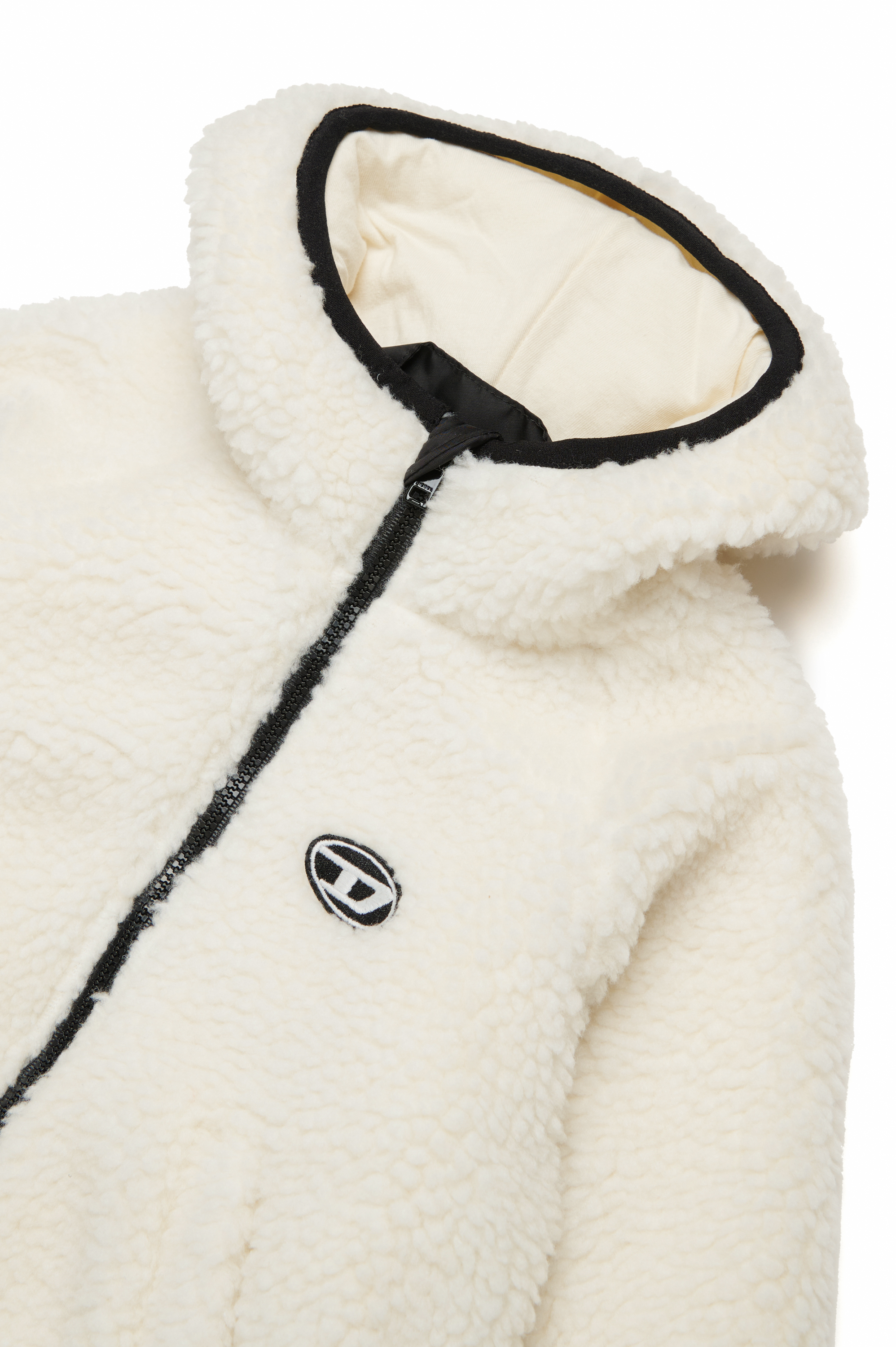 Diesel - JPOLAB, Unisex's Hooded teddy jacket with Oval D patch in ホワイト - 3