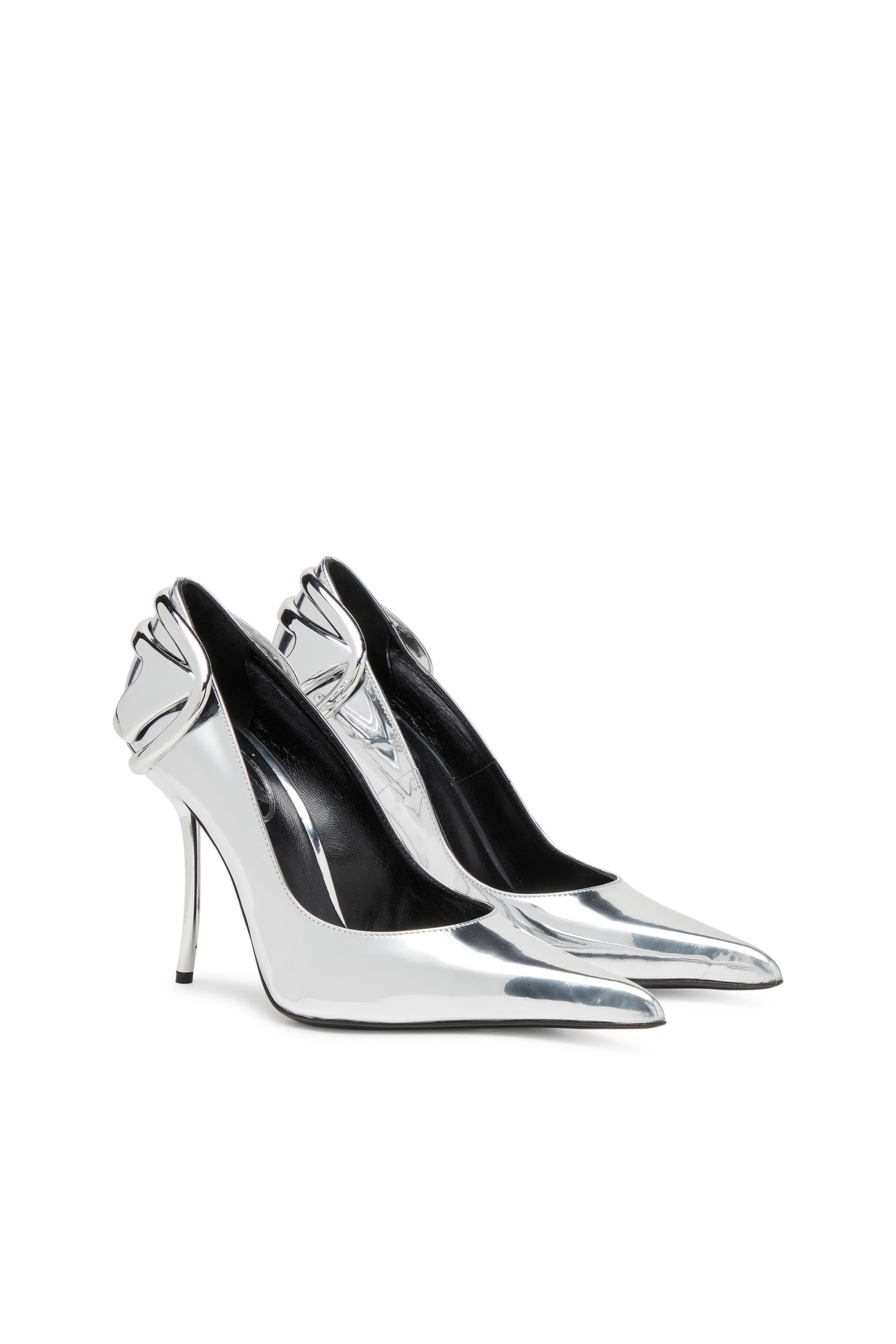 Diesel - D-TEN&HALF P, Female's D-Ten&Half-Metallic pumps with curved heel in シルバー - 2