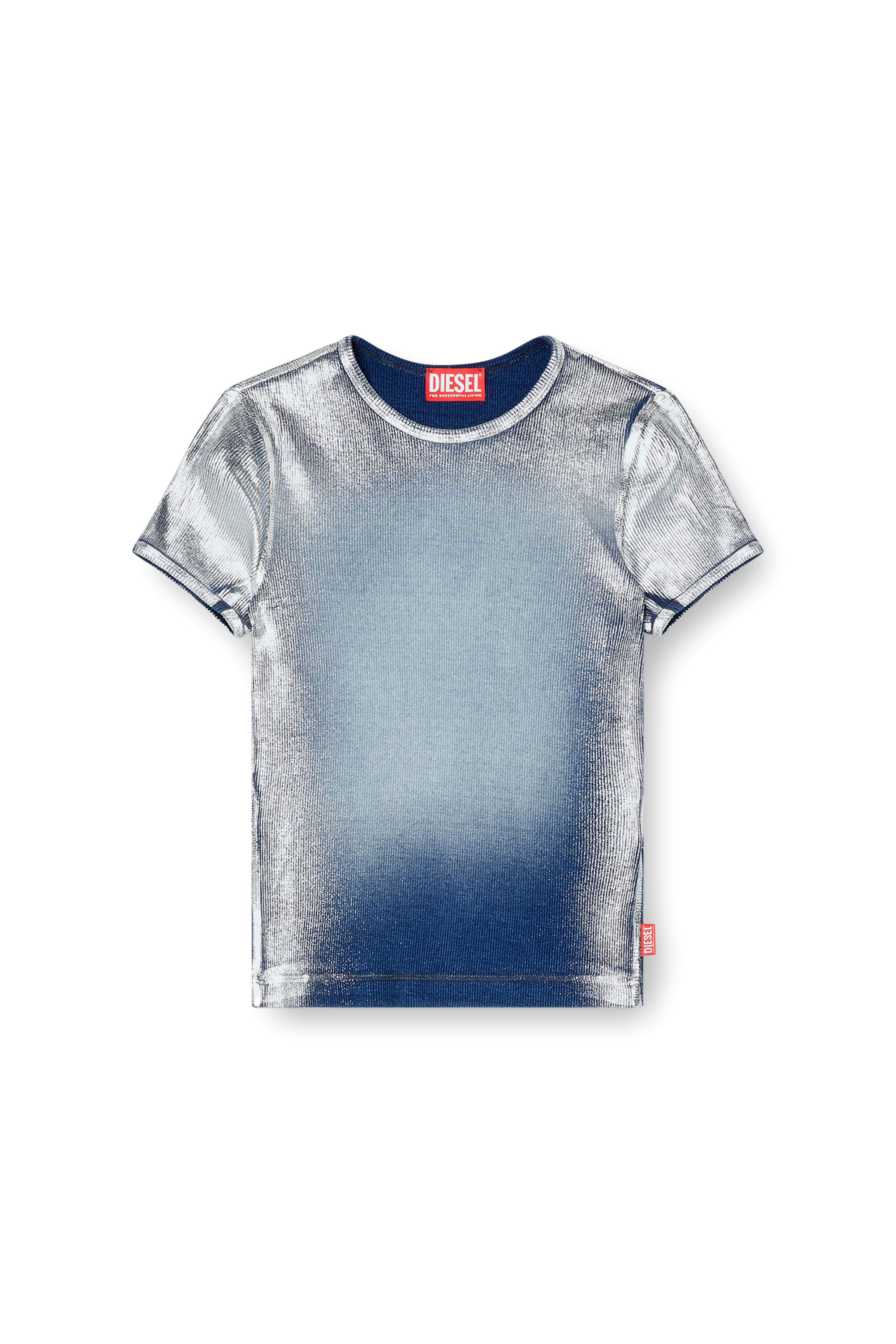 Diesel - T-ELE-LONG-Q1, Female's Faded metallic T-shirt in ライトブルー - 3