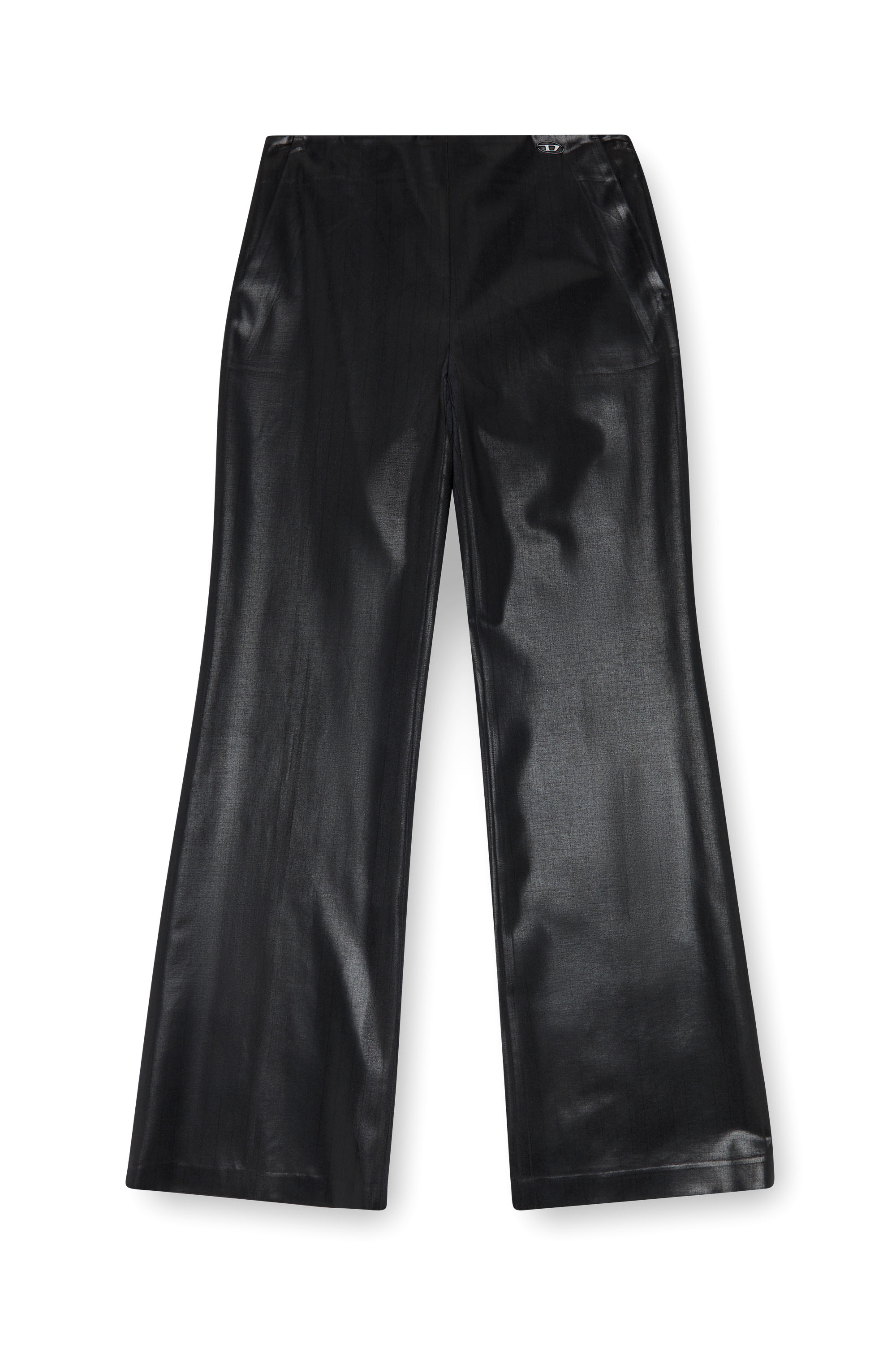 Diesel - P-OLARIS, Female Pinstripe pants with coated front in ブラック - Image 3