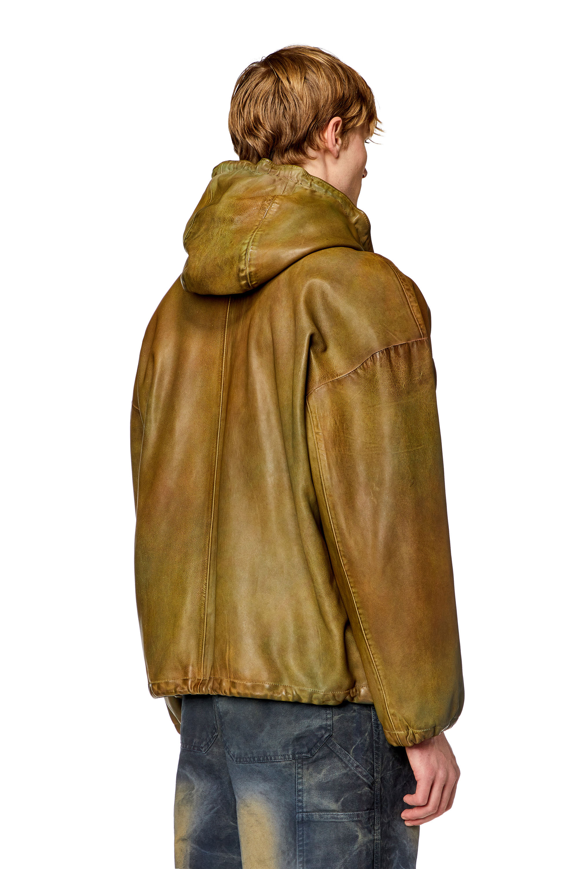 DIESEL ディーゼル Zipup leather Jacket ジップアップ レザージャケット A063470PDAS オレンジコットン100%裏地袖