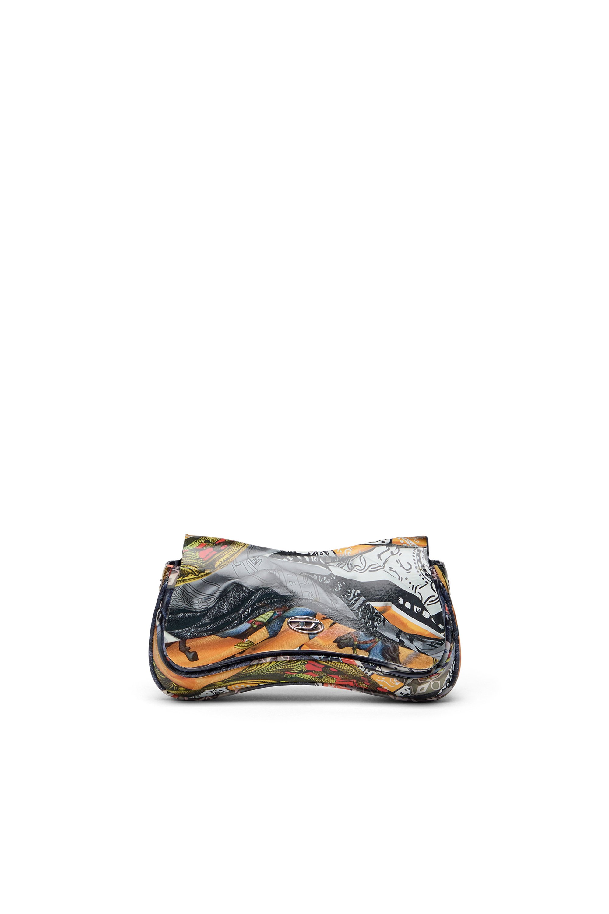 Diesel - PLAY CLUTCH, Female's Play-Glossy clutch with print in オレンジ/ブルー - 1