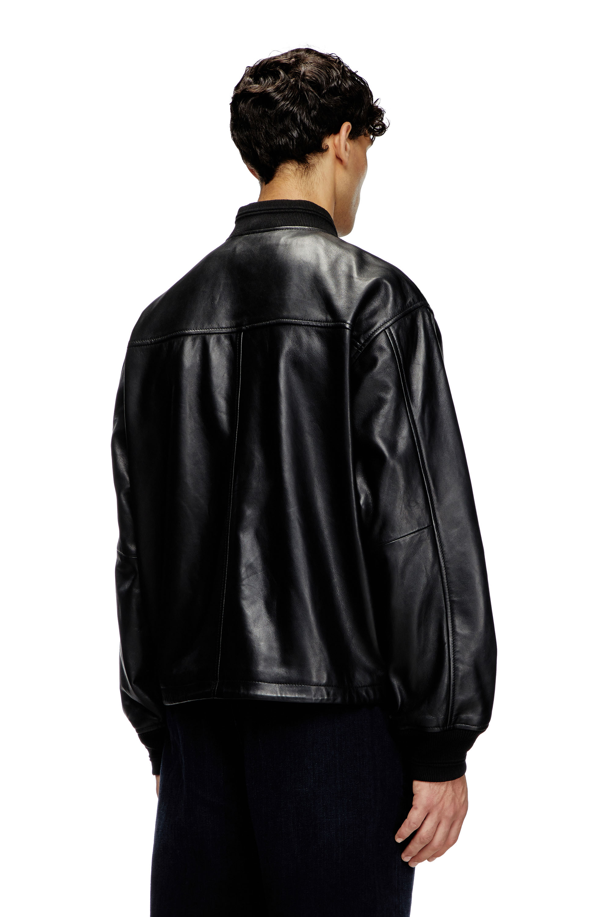 Diesel - L-KHAT, Male's Waxed-leather bomber jacket in ブラック - 4