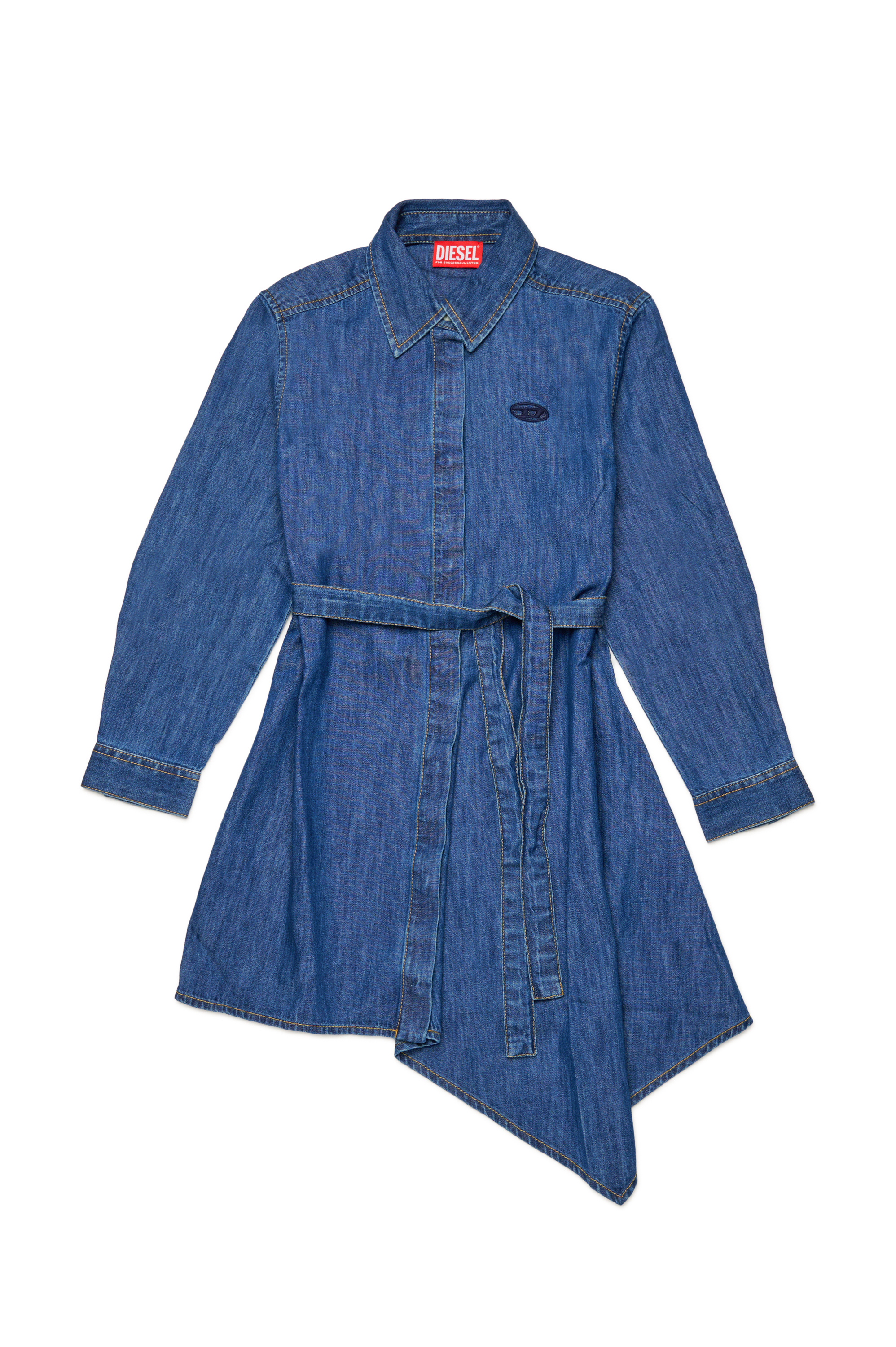 Diesel - DETRISS, Female Denim shirt dress with asymmetric hem in ブルー - Image 1