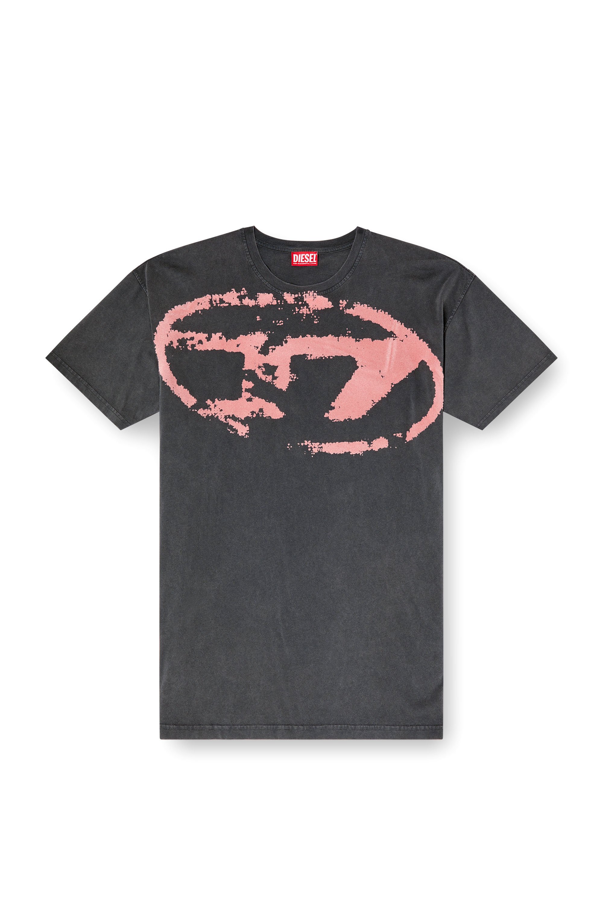 Diesel - T-BOXT-R21, Male's Acid-wash T-shirt with flocked Oval D logo in ブラック - 3