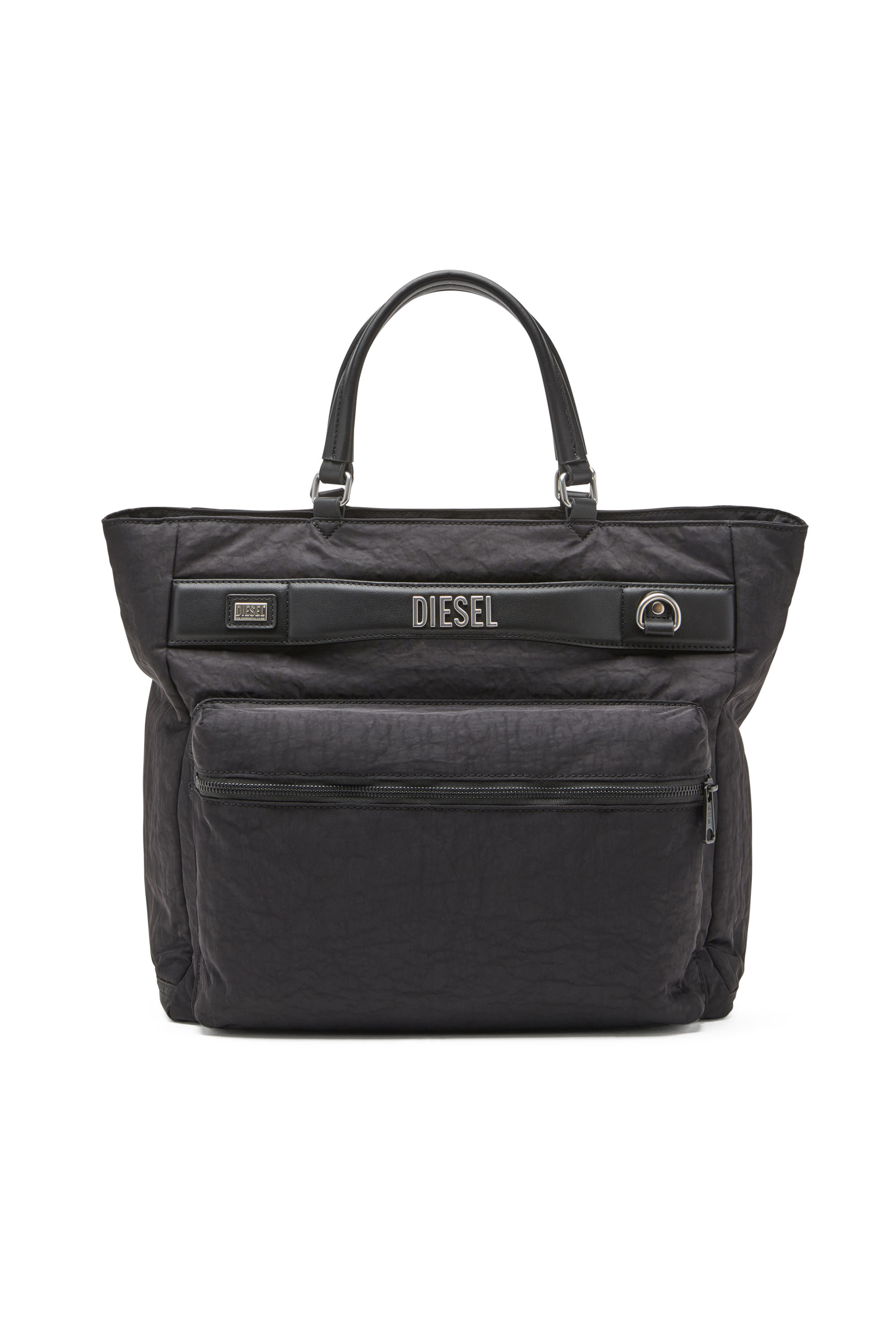 Diesel - LOGOS BRIEFCASE, Male's Logos-Briefcase in washed nylon in ブラック - 1