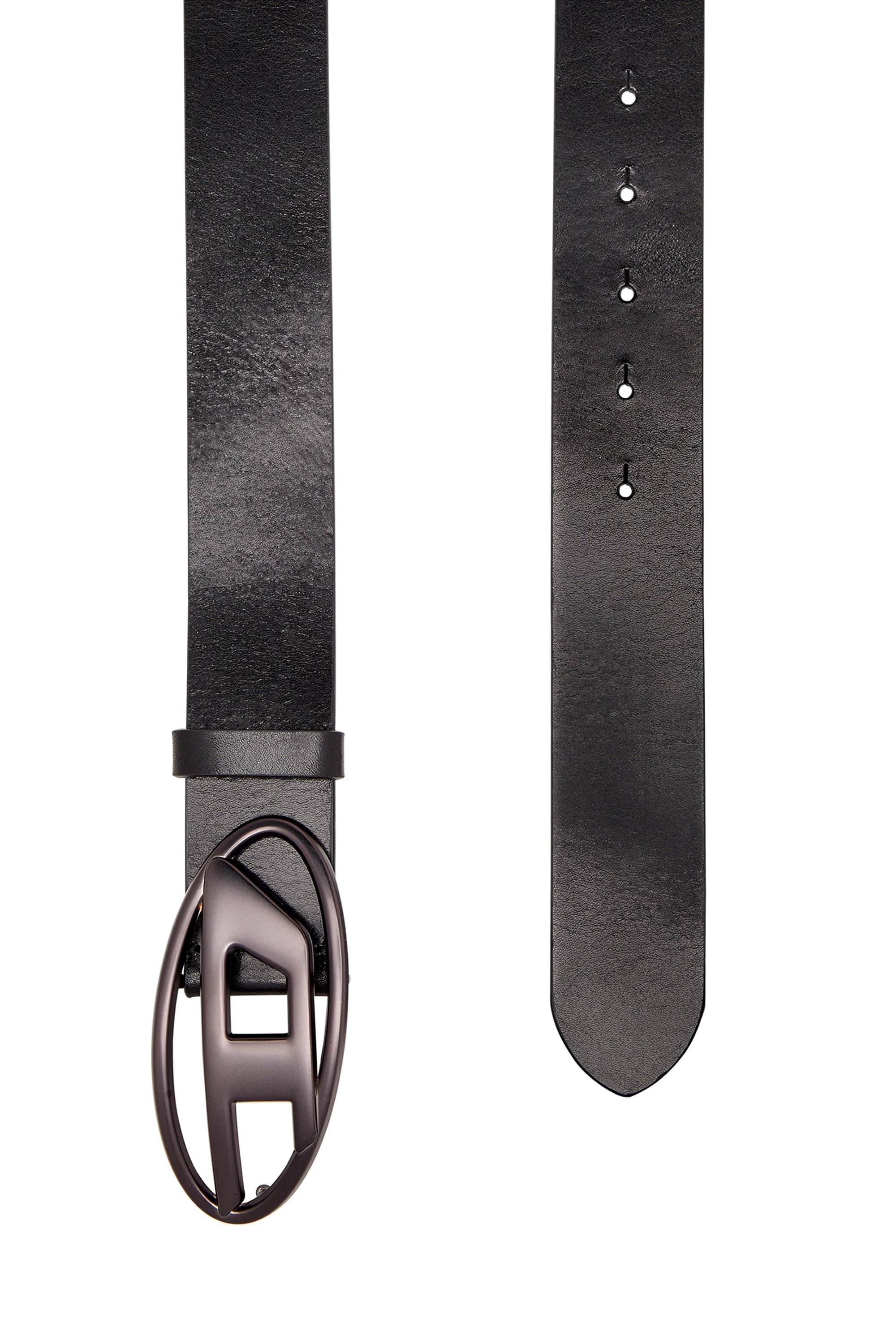 Diesel - B-1DR, Unisex's Leather belt with metallic Oval D buckle in ブラック - 2