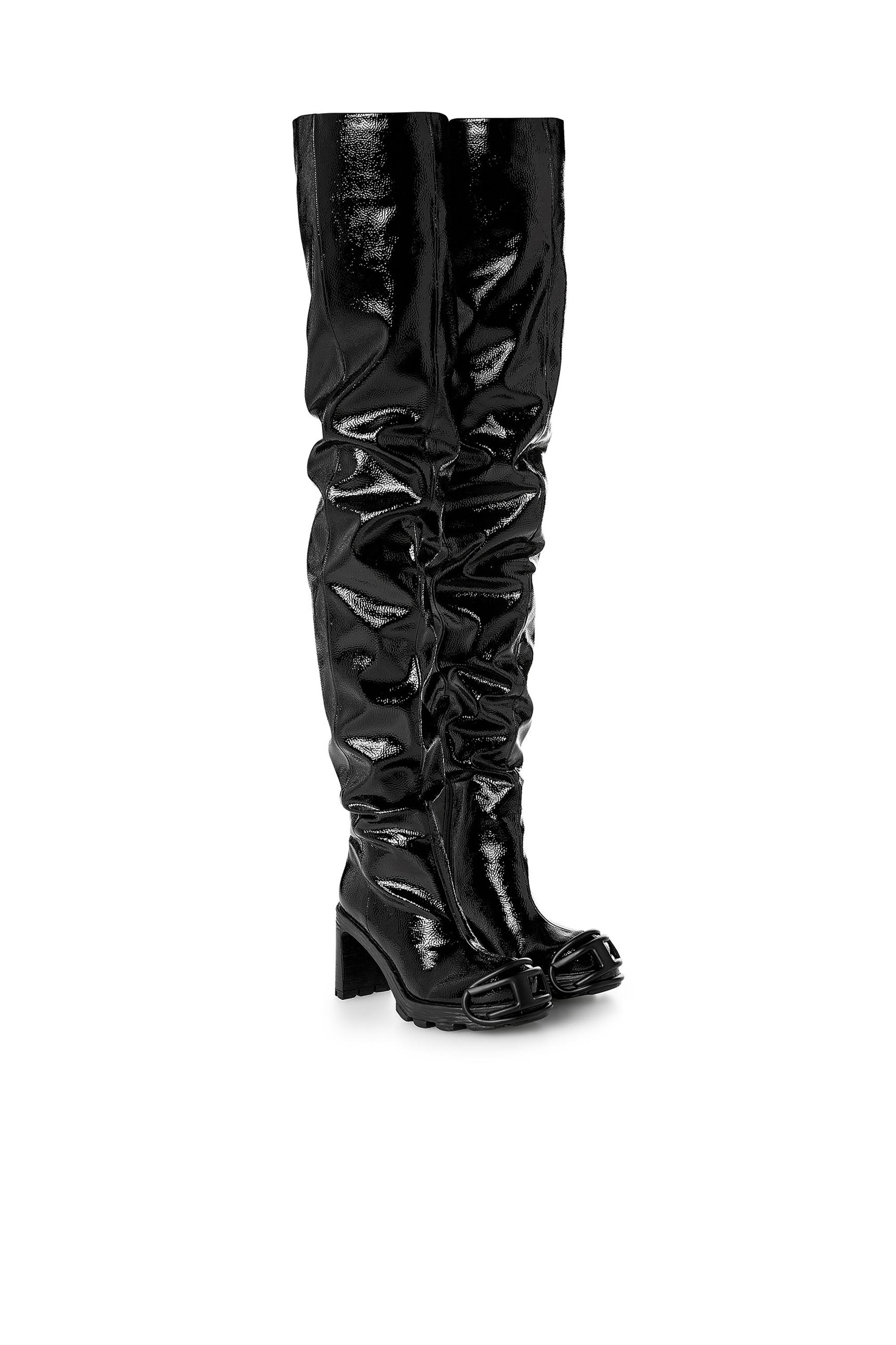 Diesel - D-HAMMER TBT D W, Female's D-Hammer-Glossy over-the-knee boots in ブラック - 2