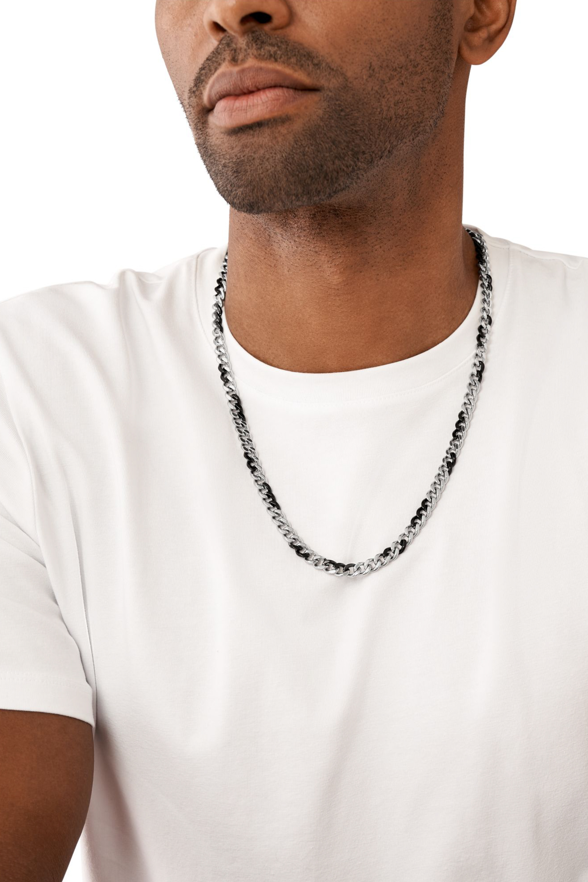 Diesel - DX1499, Male Two-Tone stainless steel chain necklace in シルバー - Image 3