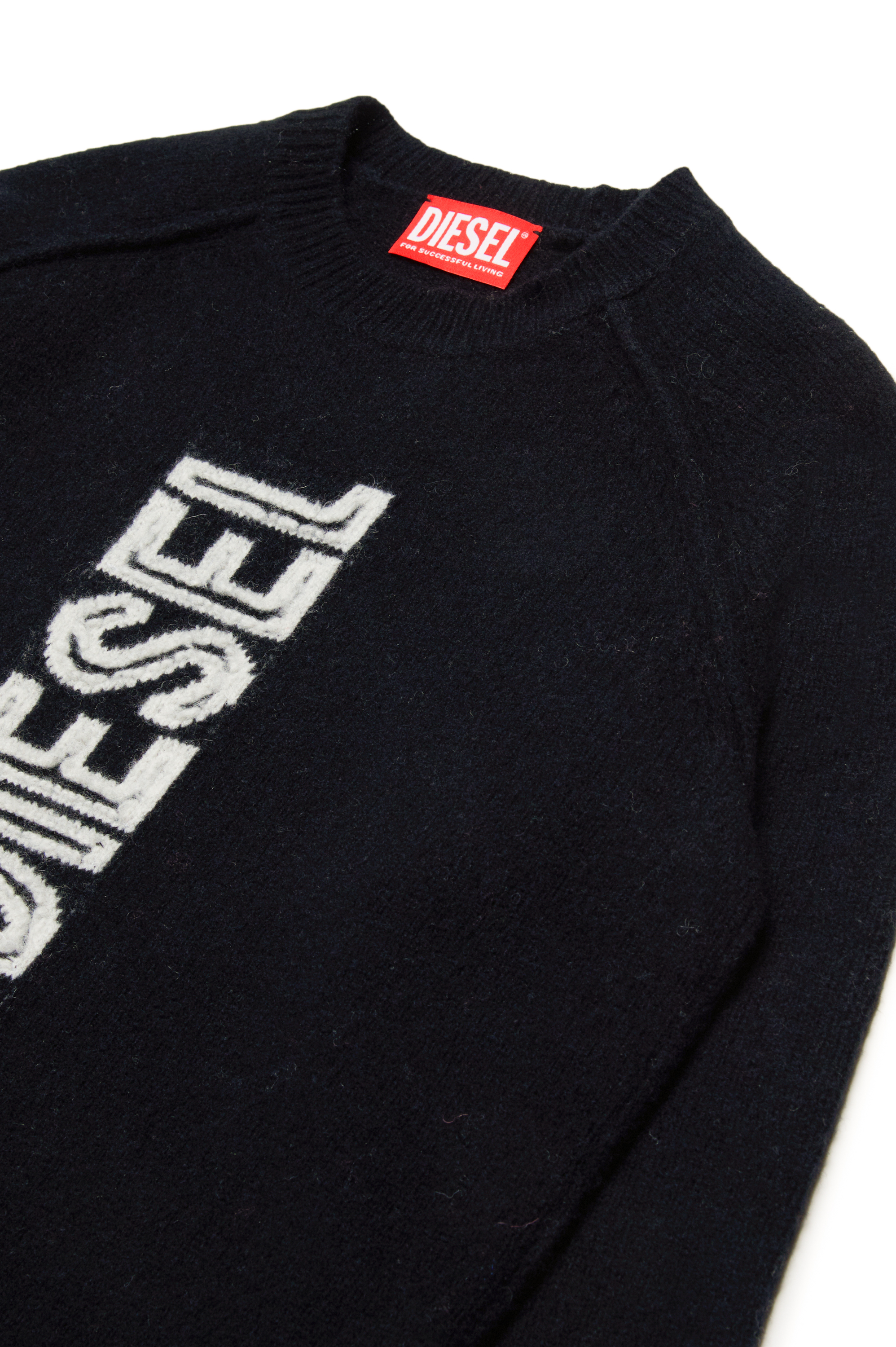 Diesel - KSARIA OVER, Unisex's Wool jumper with logo intarsia in ブラック - 3