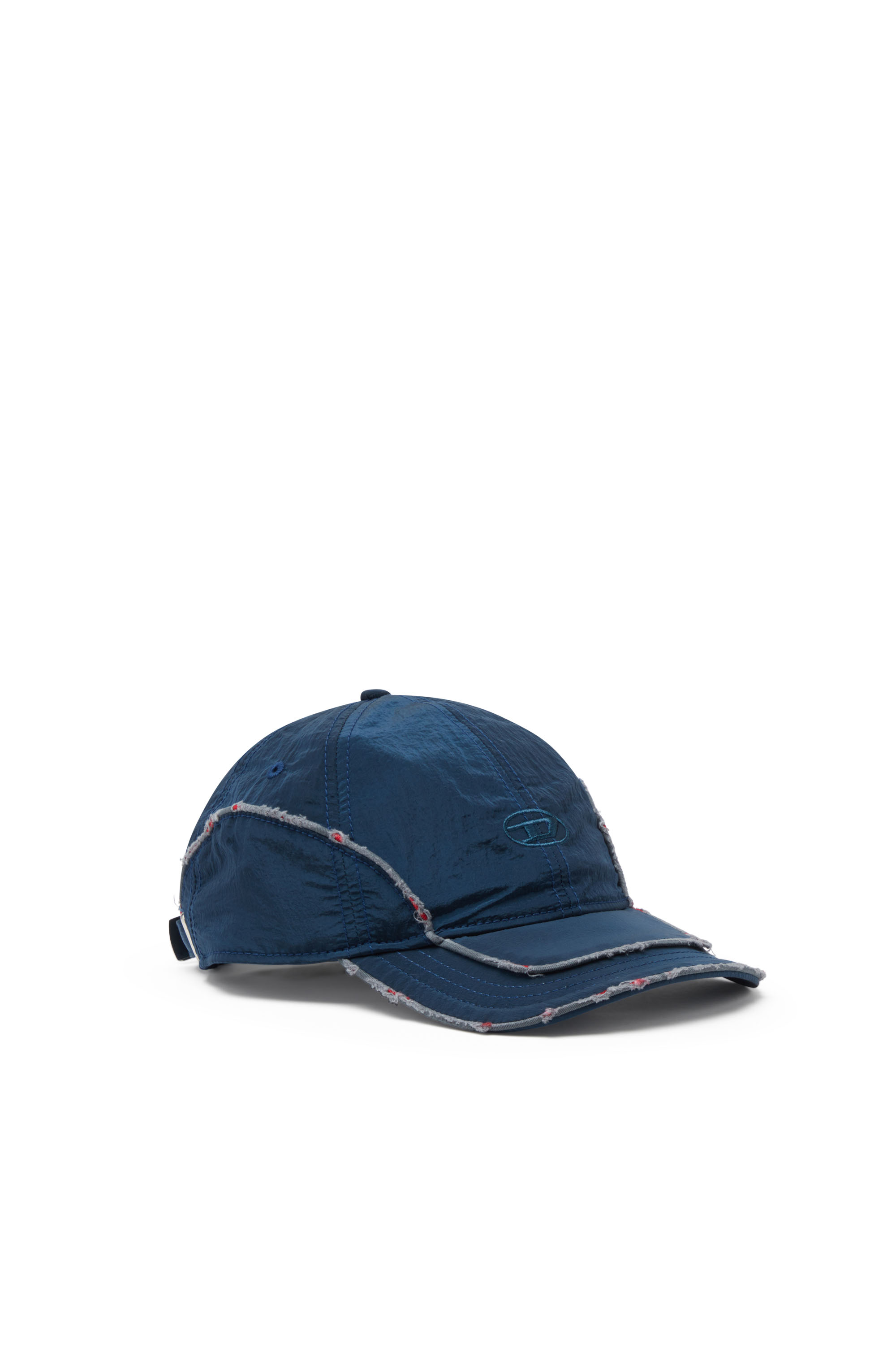 Diesel - C-ONNOR, Male's Crinkled nylon baseball cap with tonal D in ブルー - 1