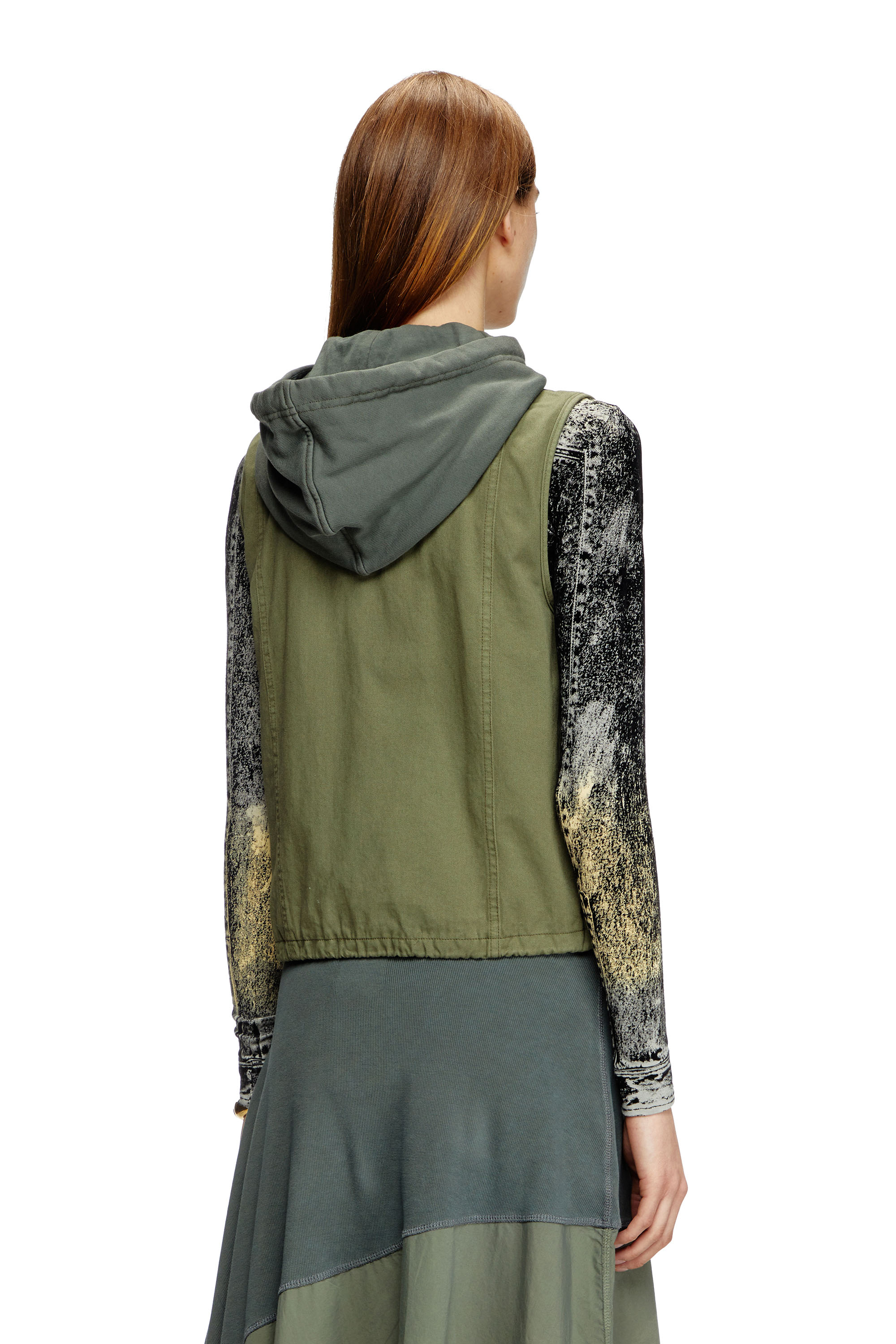 Diesel - G-ENESIS, Female's Hooded cargo vest in cotton twill in ミリタリーグリーン - 4