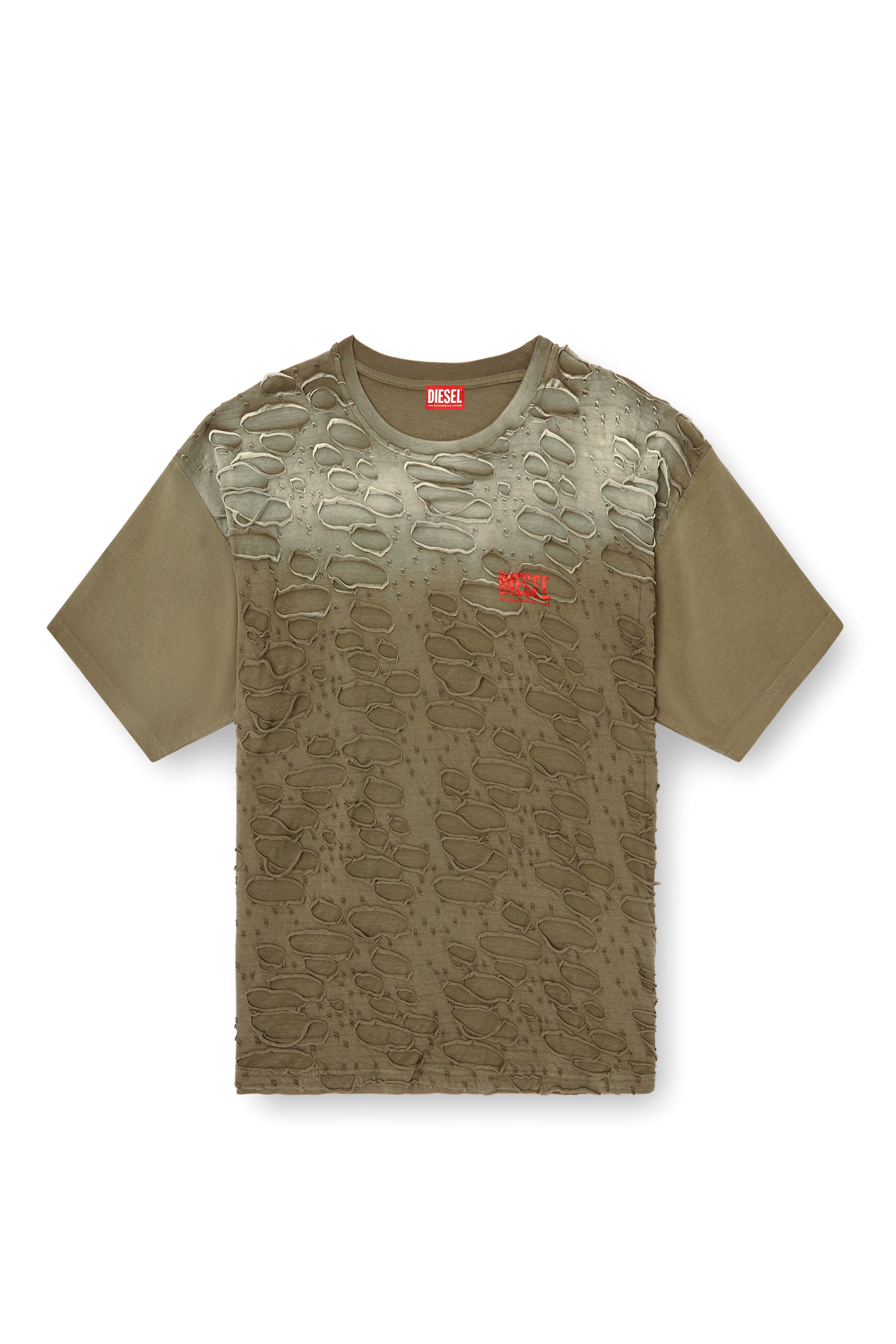 Diesel - T-BOXT-R29, Male's T-shirt with hole detail in ミリタリーグリーン - 3