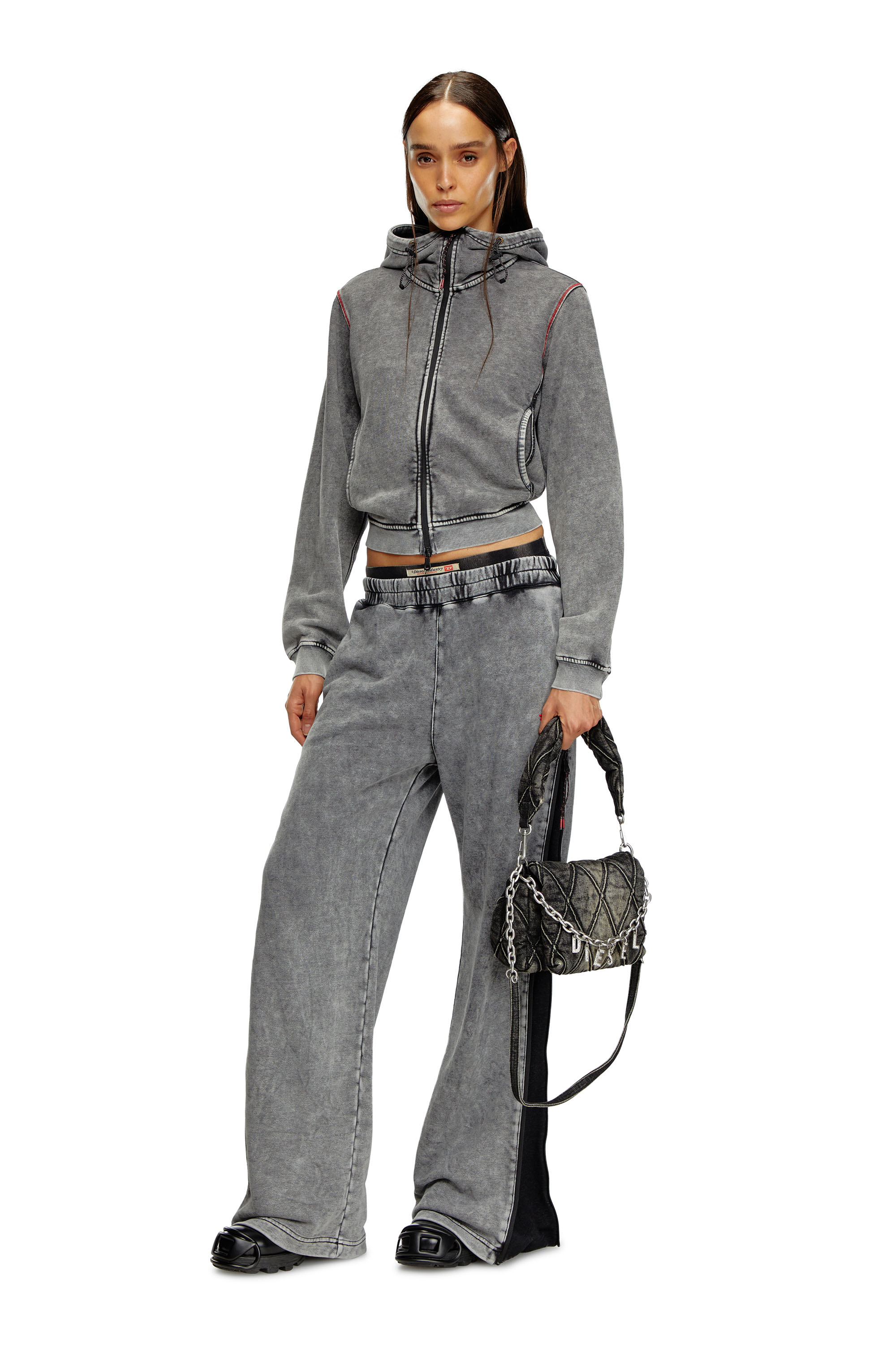 Diesel - AWSB-DELANEY-HT51, Female Faded track pants with zip sides in グレー - Image 1