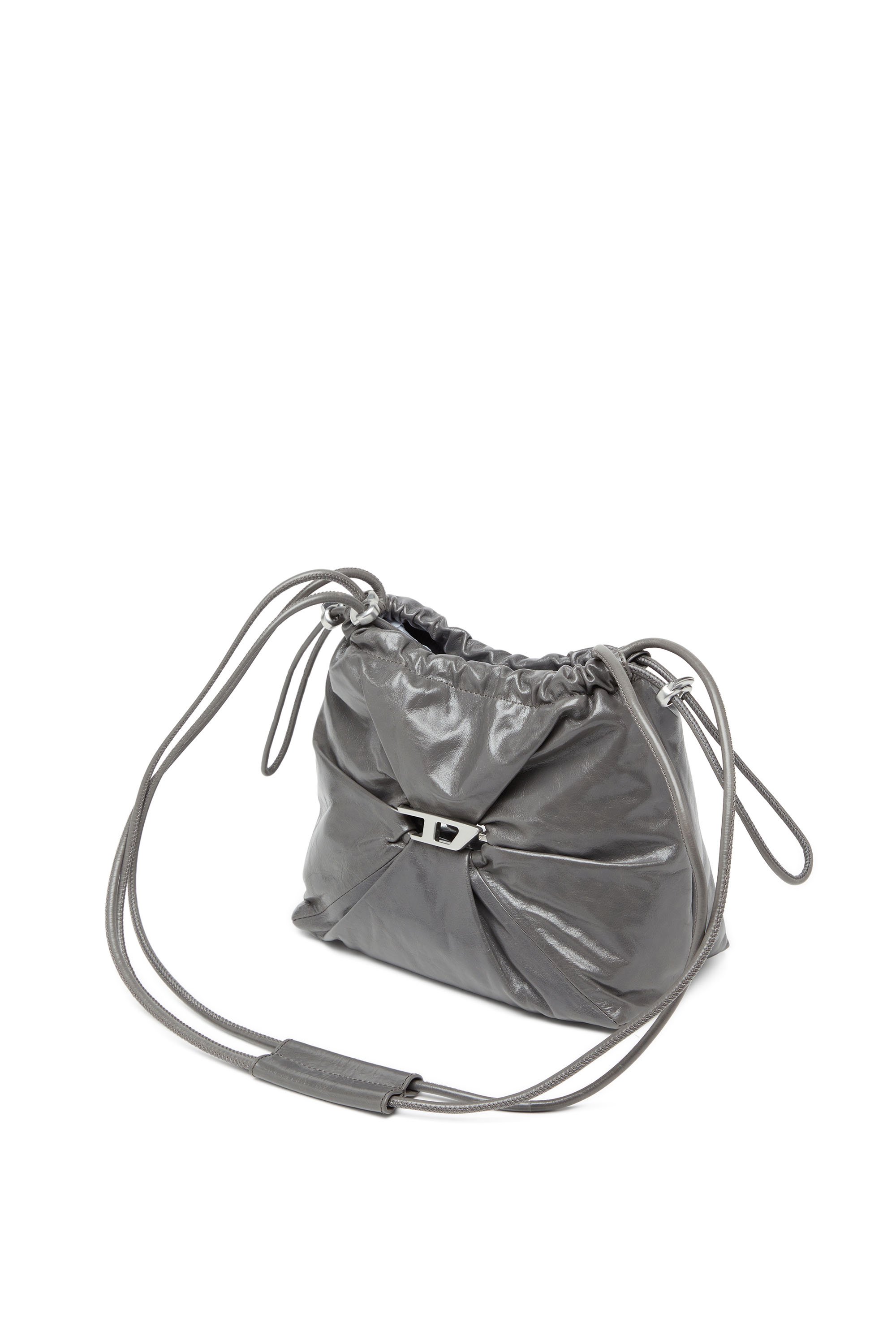 Diesel - SCRUNCH-D BUCKET, Female's Bucket bag in shiny wrinkled leather in グレー - 1