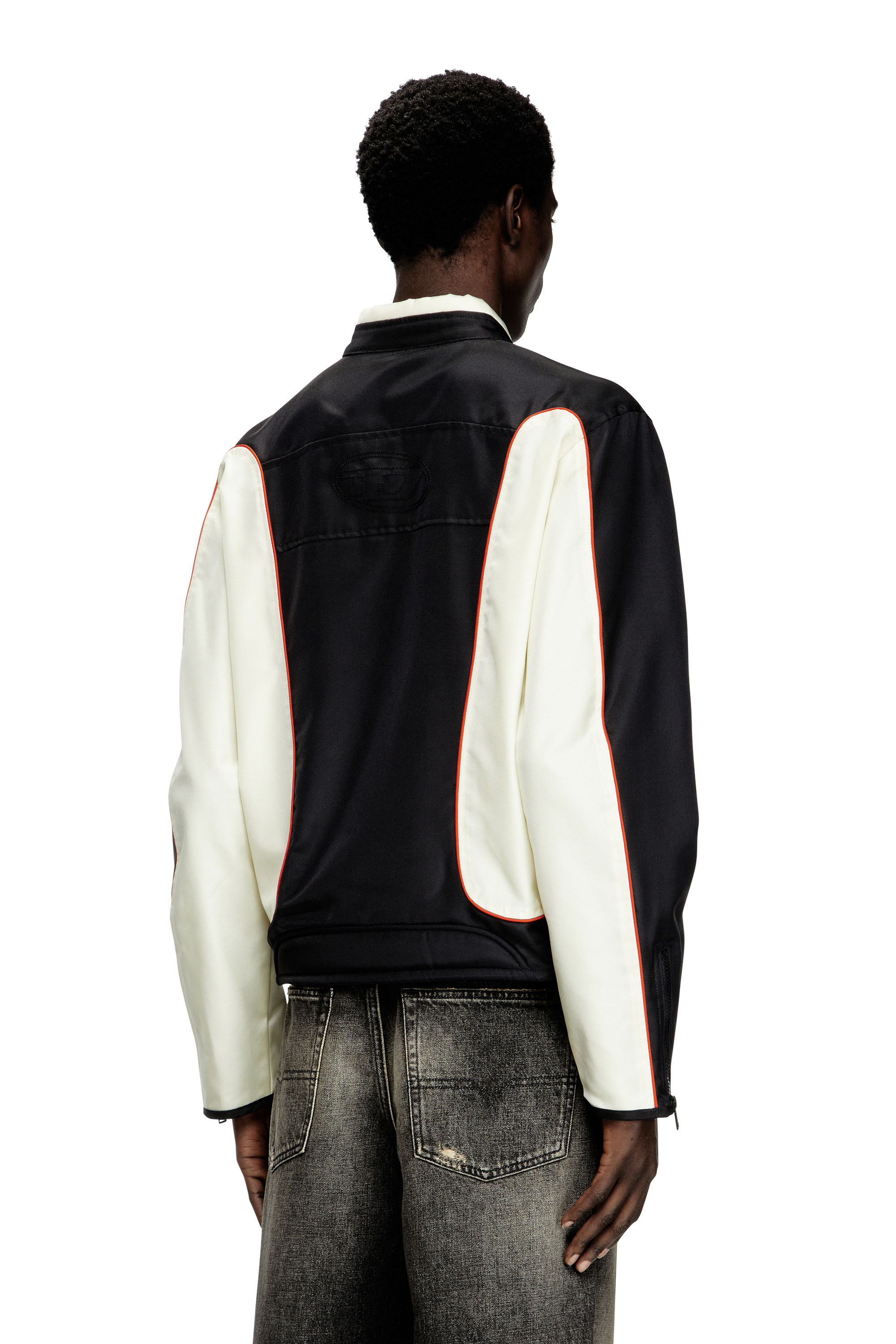 Diesel - J-BLINK-A, Male's Colour-block biker jacket with piping in ホワイト/ブラック - 4