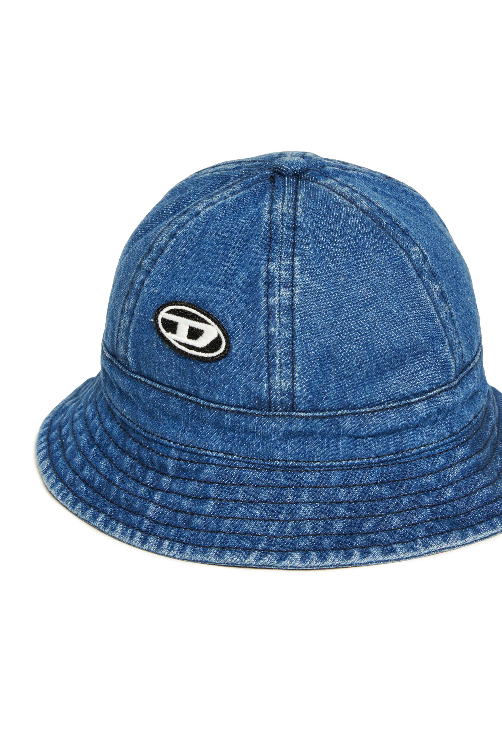 Diesel - FDENB, Unisex's Denim bucket hat with Oval D patch in ミディアムブルー - 3