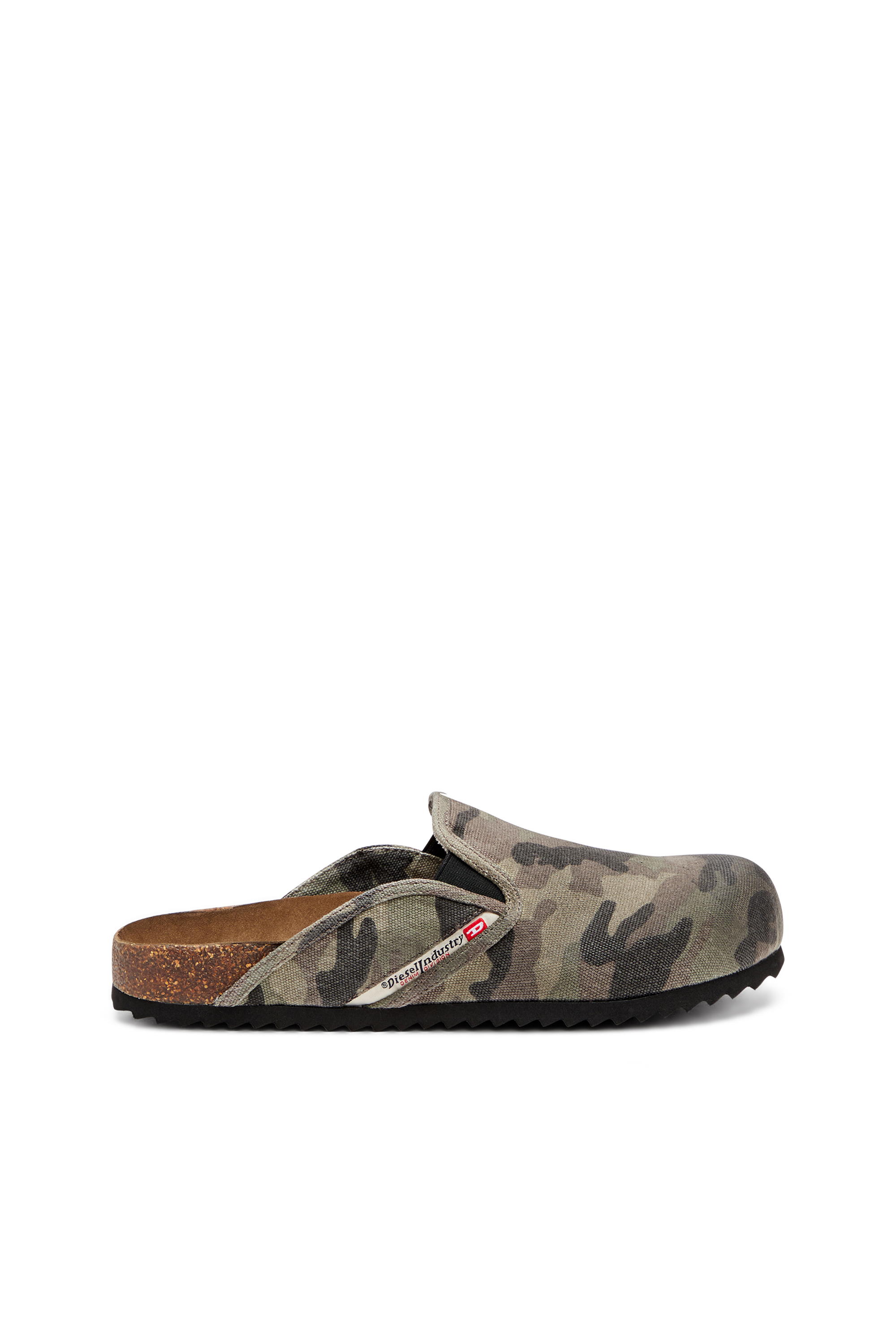 Diesel - D-WOODSTOCK SLIP-ON, Male's Camo-canvas mules in ミリタリーグリーン - 1