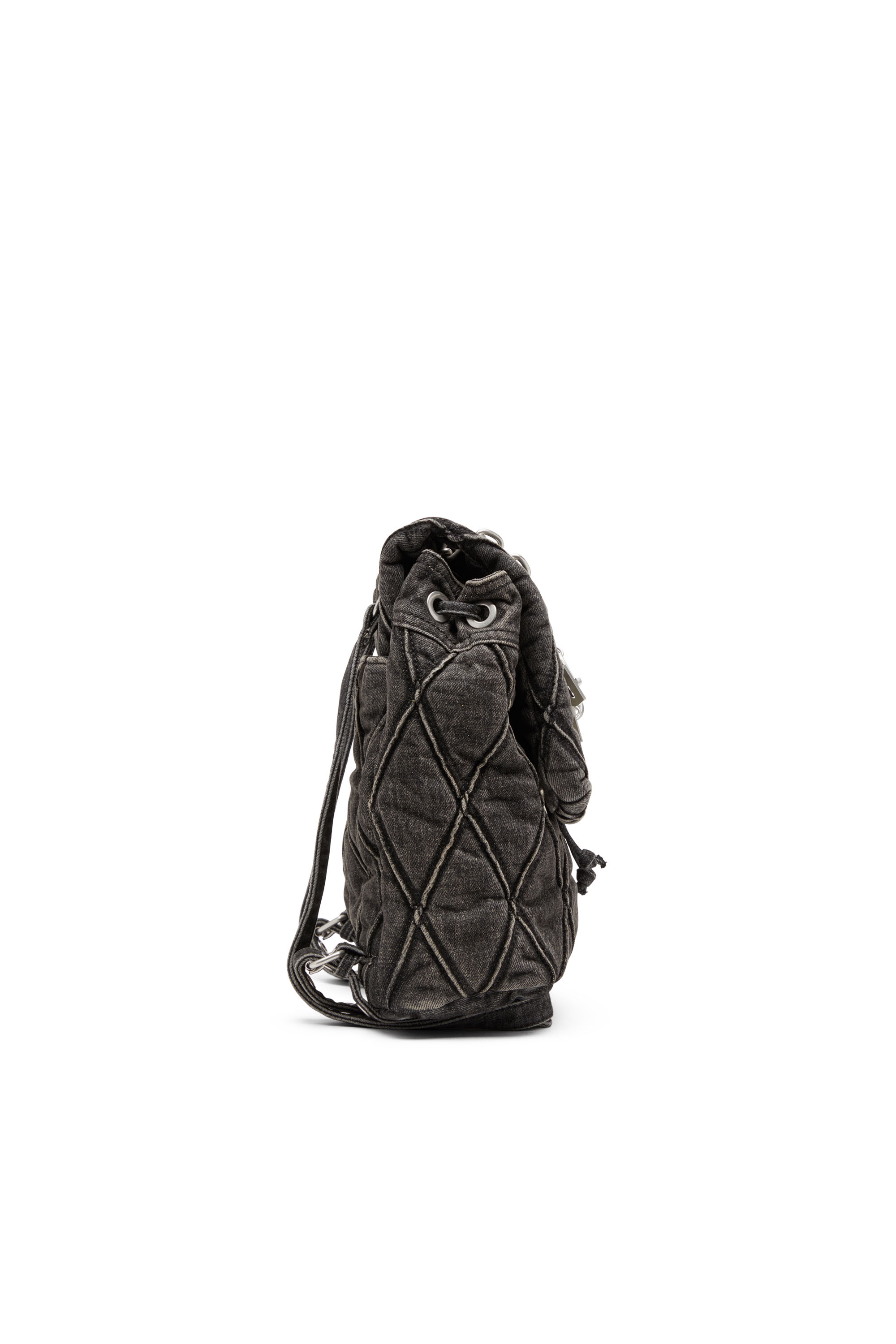 Diesel - CHARM-D BACKPACK S, Female Charm-D S-Backpack in Argyle quilted denim in ブラック - Image 3