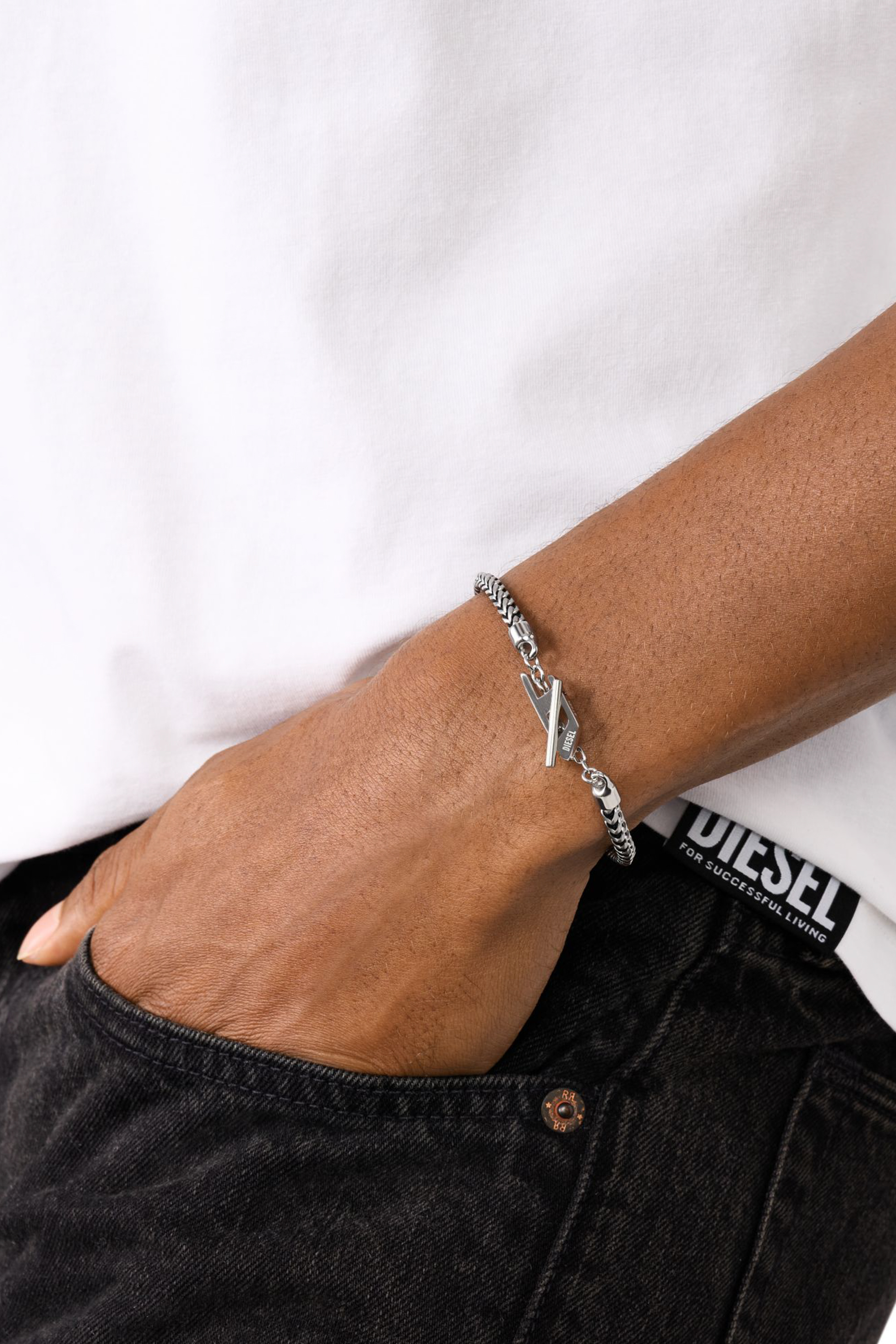 Diesel - DX1551040 JEWEL, Unisex's Stainless Steel Chain Bracelet in シルバー/ブラック - 3