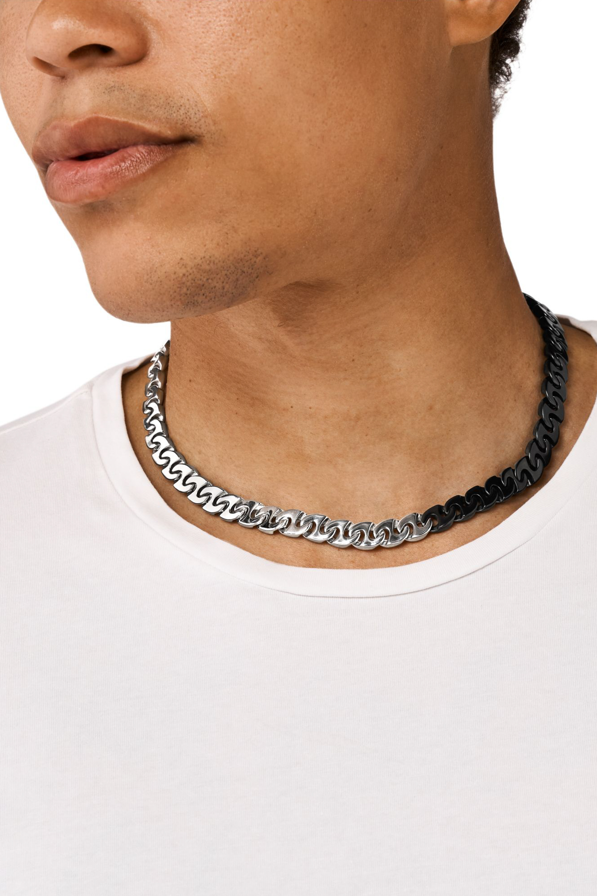 Diesel - DX1530931, Unisex's Two-Tone Stainless Steel Chain Necklace in シルバー/ブラック - 3