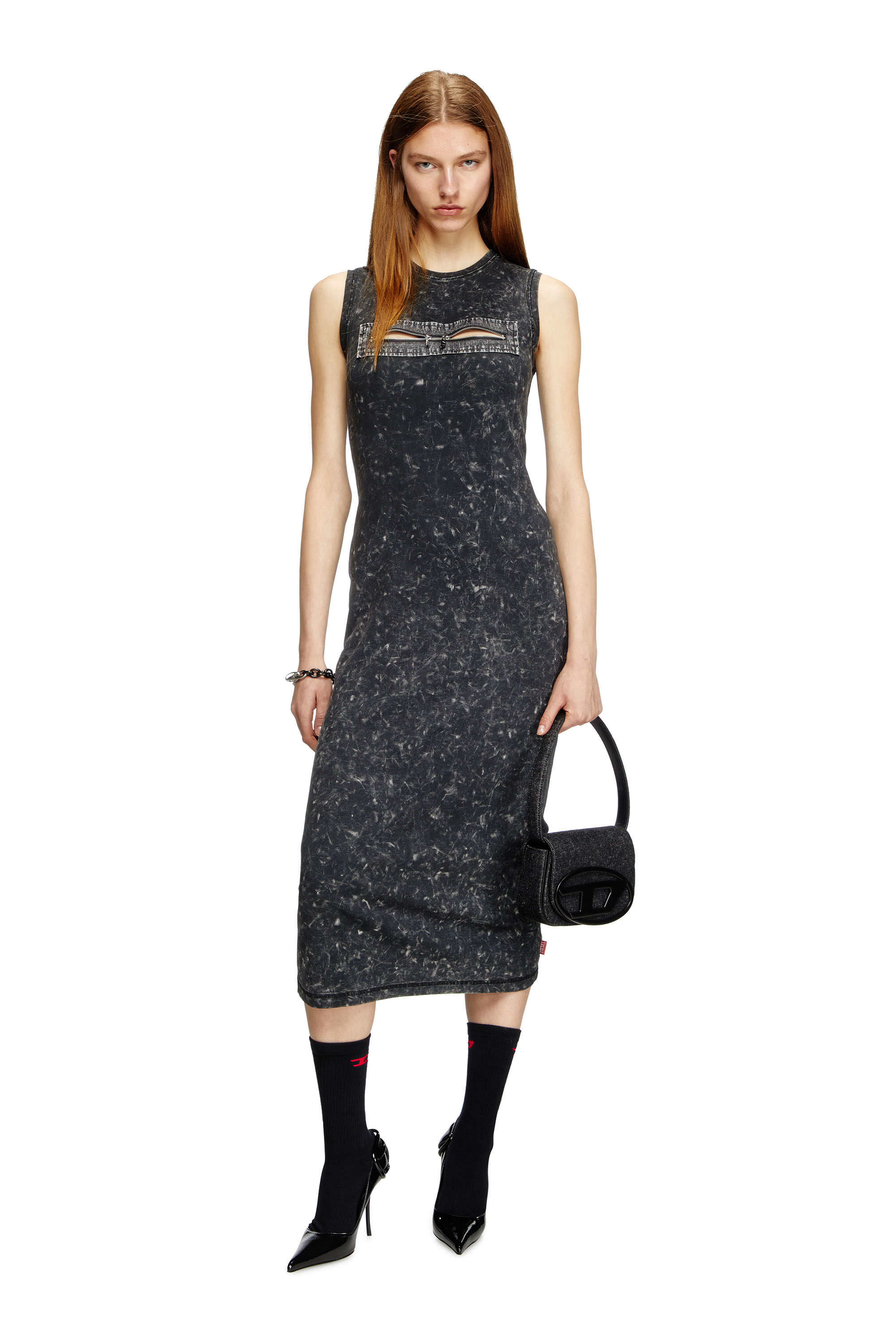 Diesel - D-PRA, Female's Sleeveless dress with zip detail in ブラック - 1