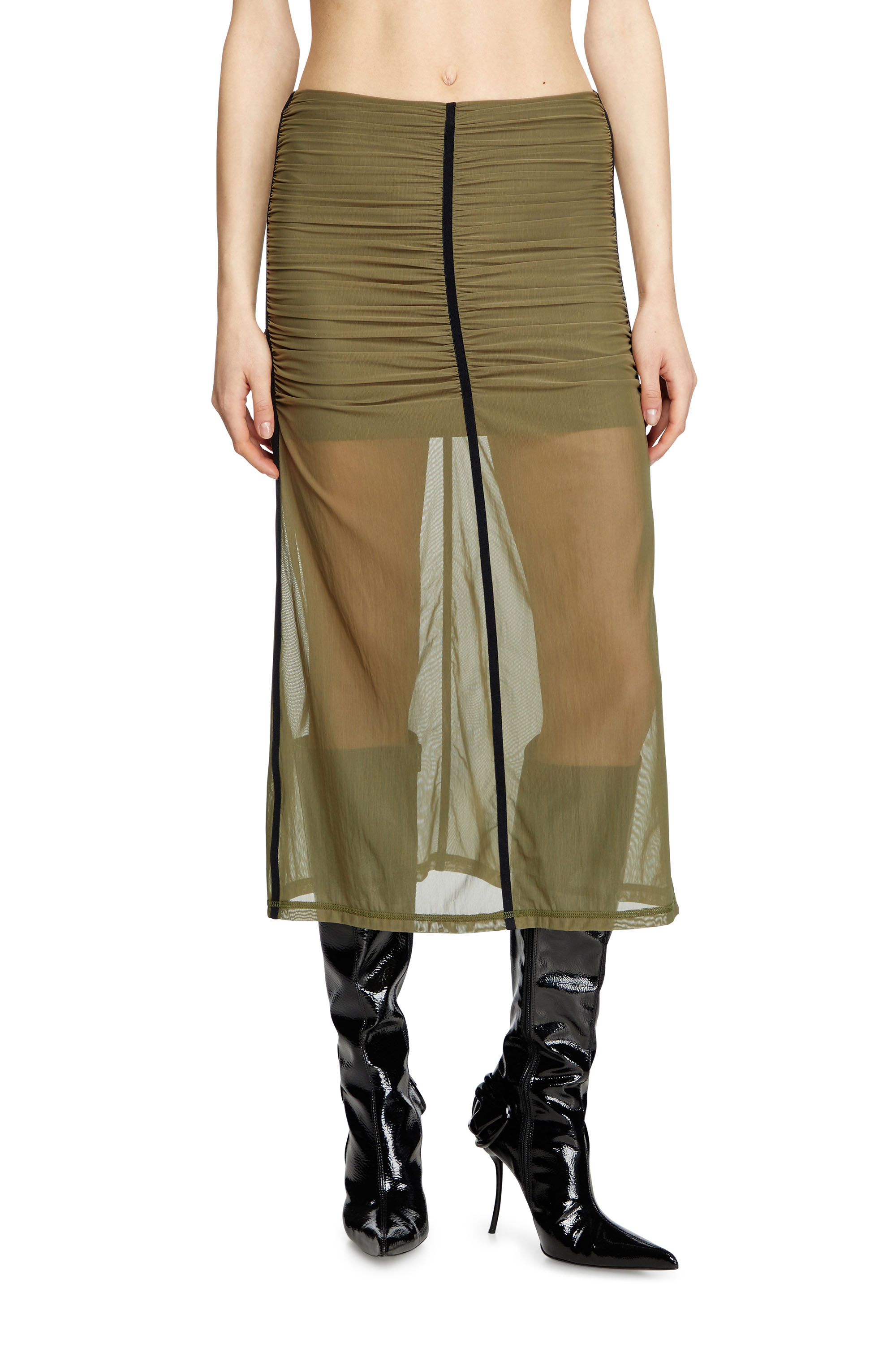 Diesel - O-IRA, Female's Gathered stretch skirt in オリーブグリーン - 1