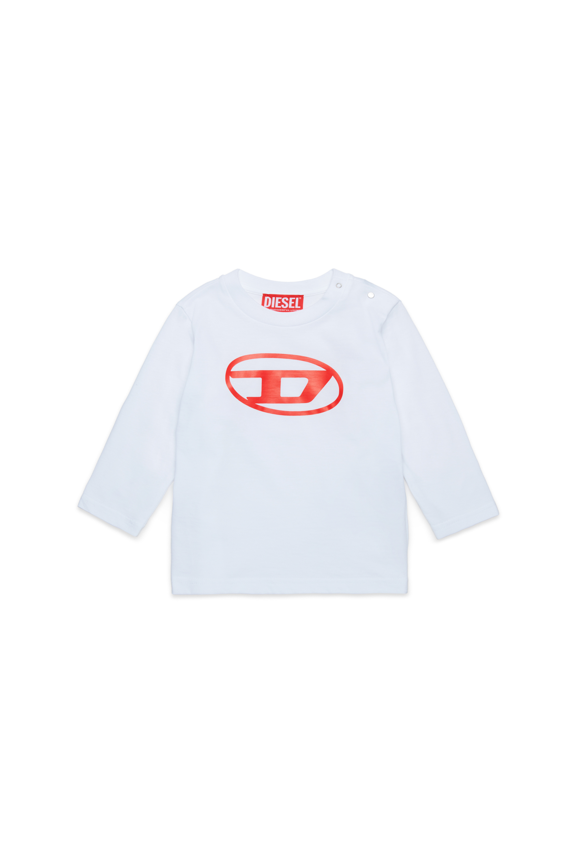 Diesel - TCERBLSB, Unisex's Long sleeve T-shirt with Oval D in ホワイト - 1