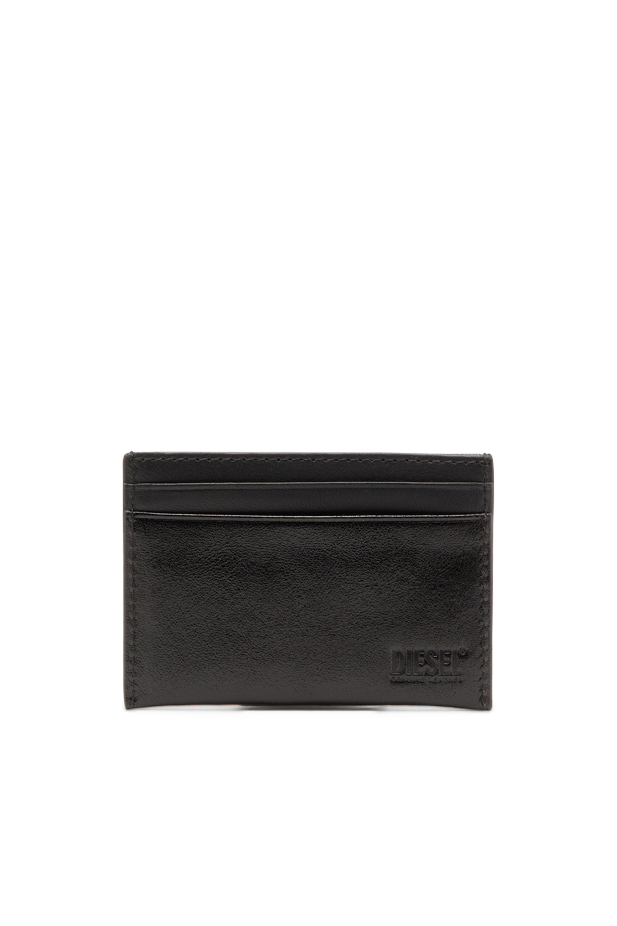Diesel - RAVE CARD CASE, Male Leather card holder with red D plaque in ブラック - Image 2