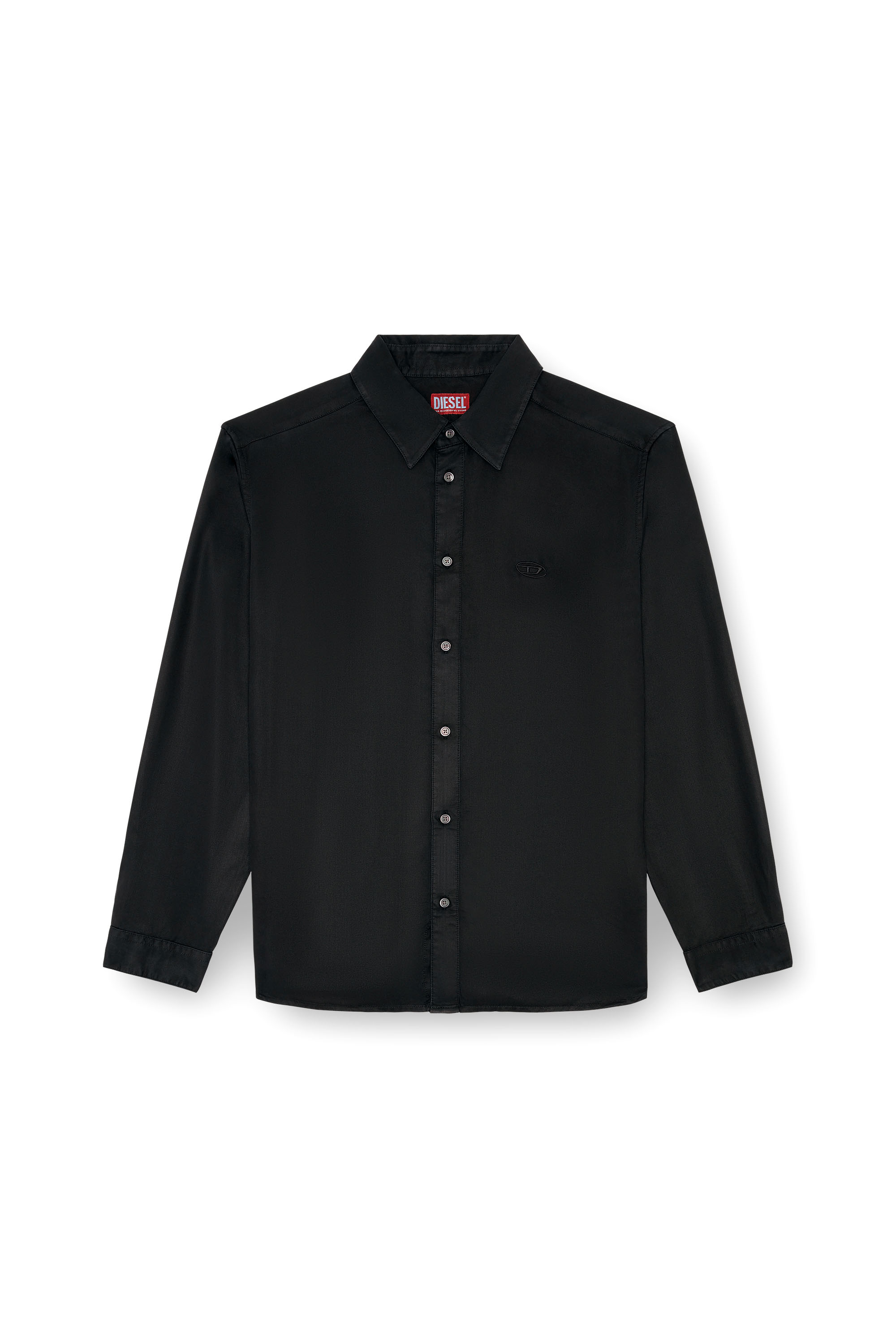Diesel - S-SIMPLY-C, Male Fluid shirt with logo embroidery in ブラック - Image 3