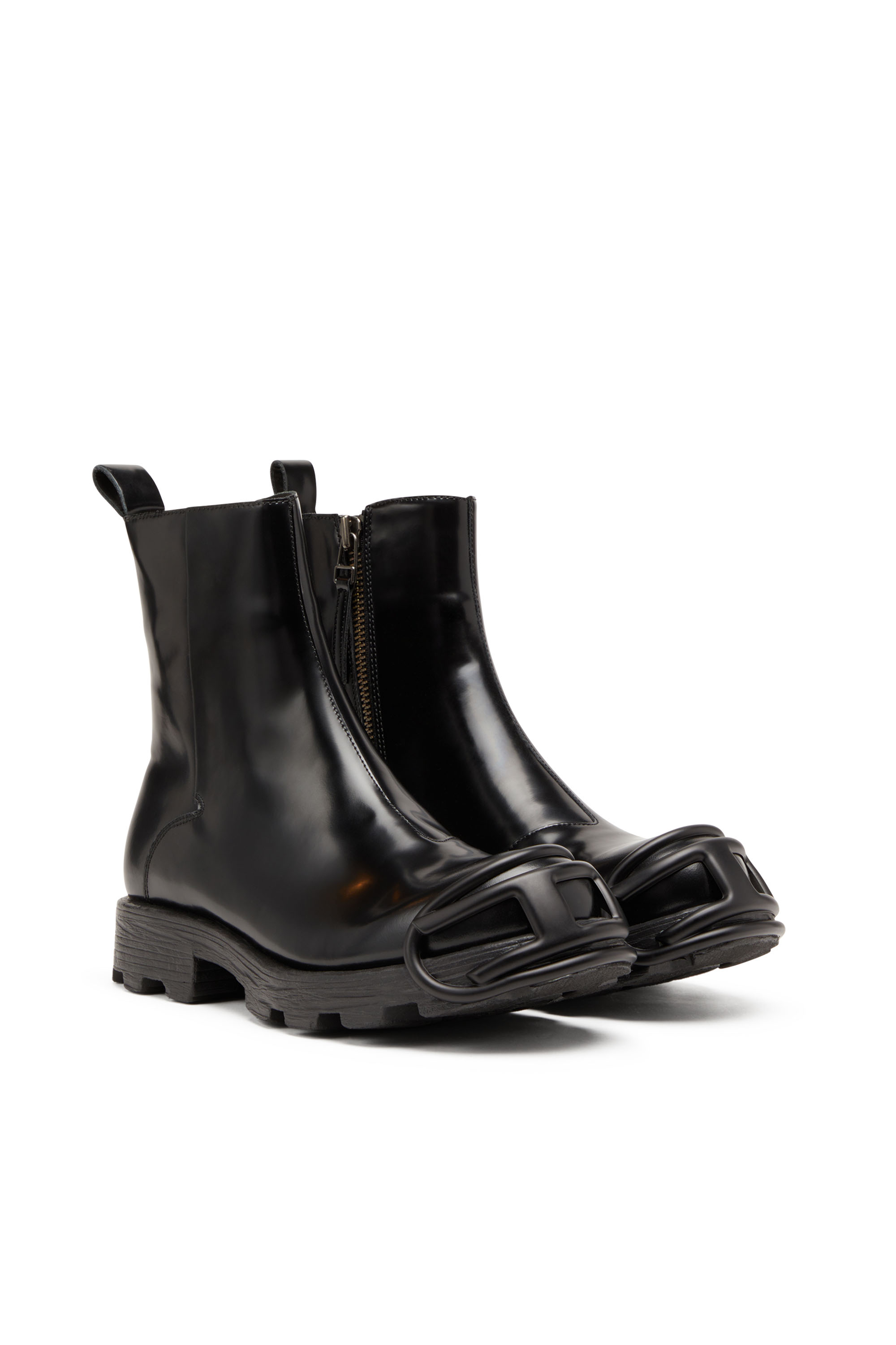 Diesel - D-HAMMER BT ZIP D, Male's D-Hammer-Leather Chelsea boots with Oval D toe caps in ブラック - 2