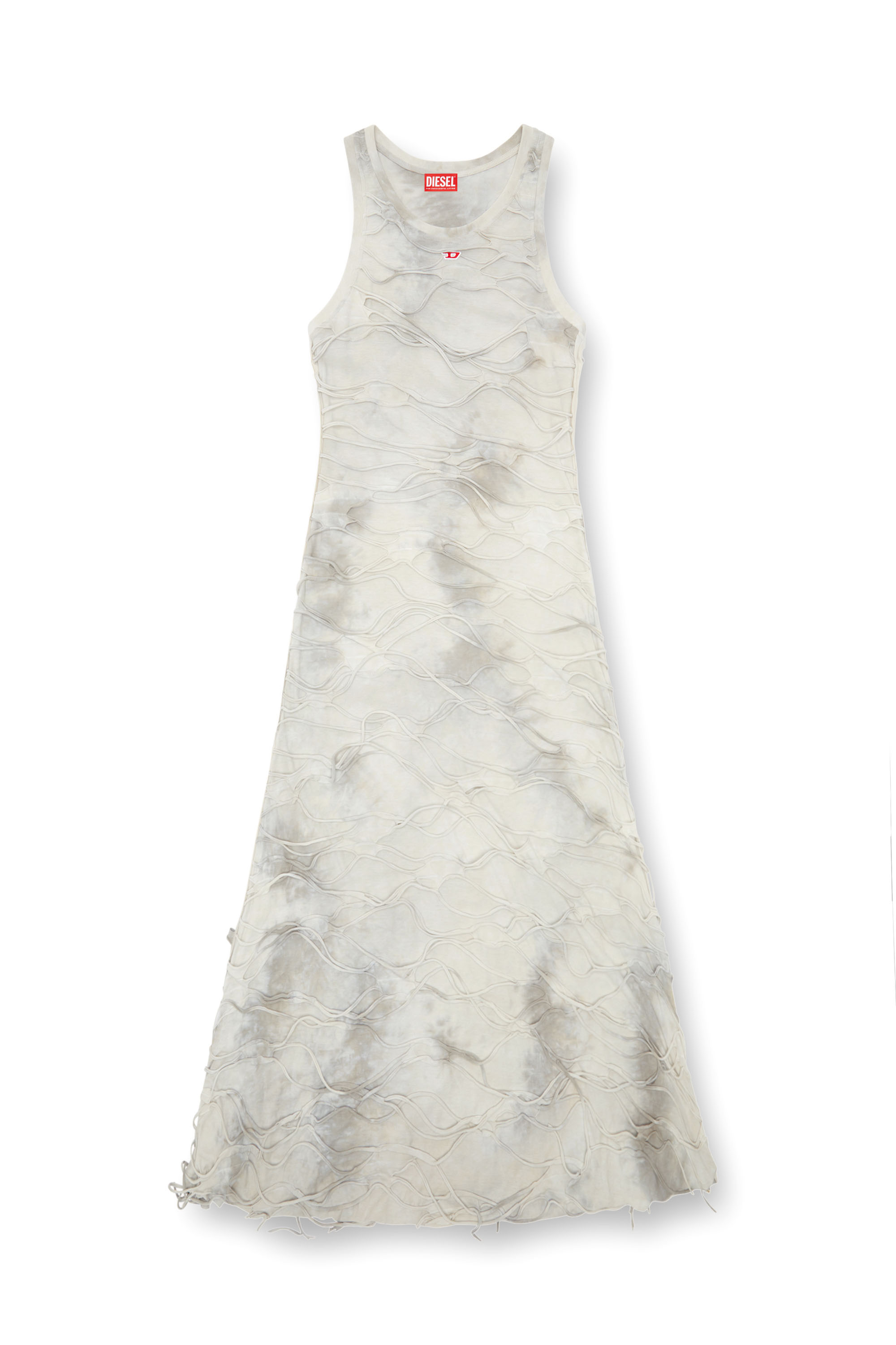 Diesel - D-JARAL, Female Long tank dress with floating strands in グレー - Image 4