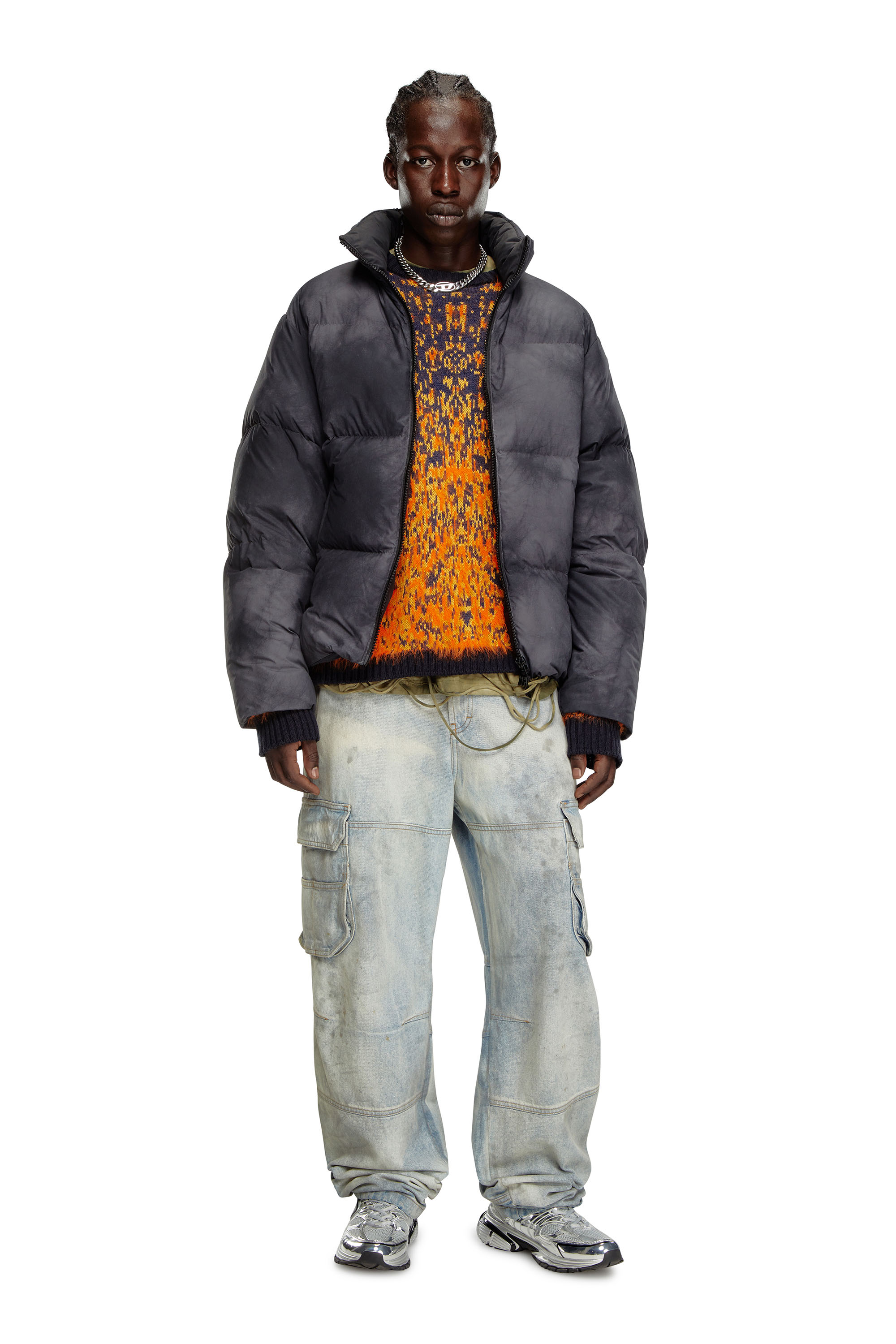 Diesel - W-RAVEEL, Male's Hooded down jacket in patchy nylon in ブラック - 2