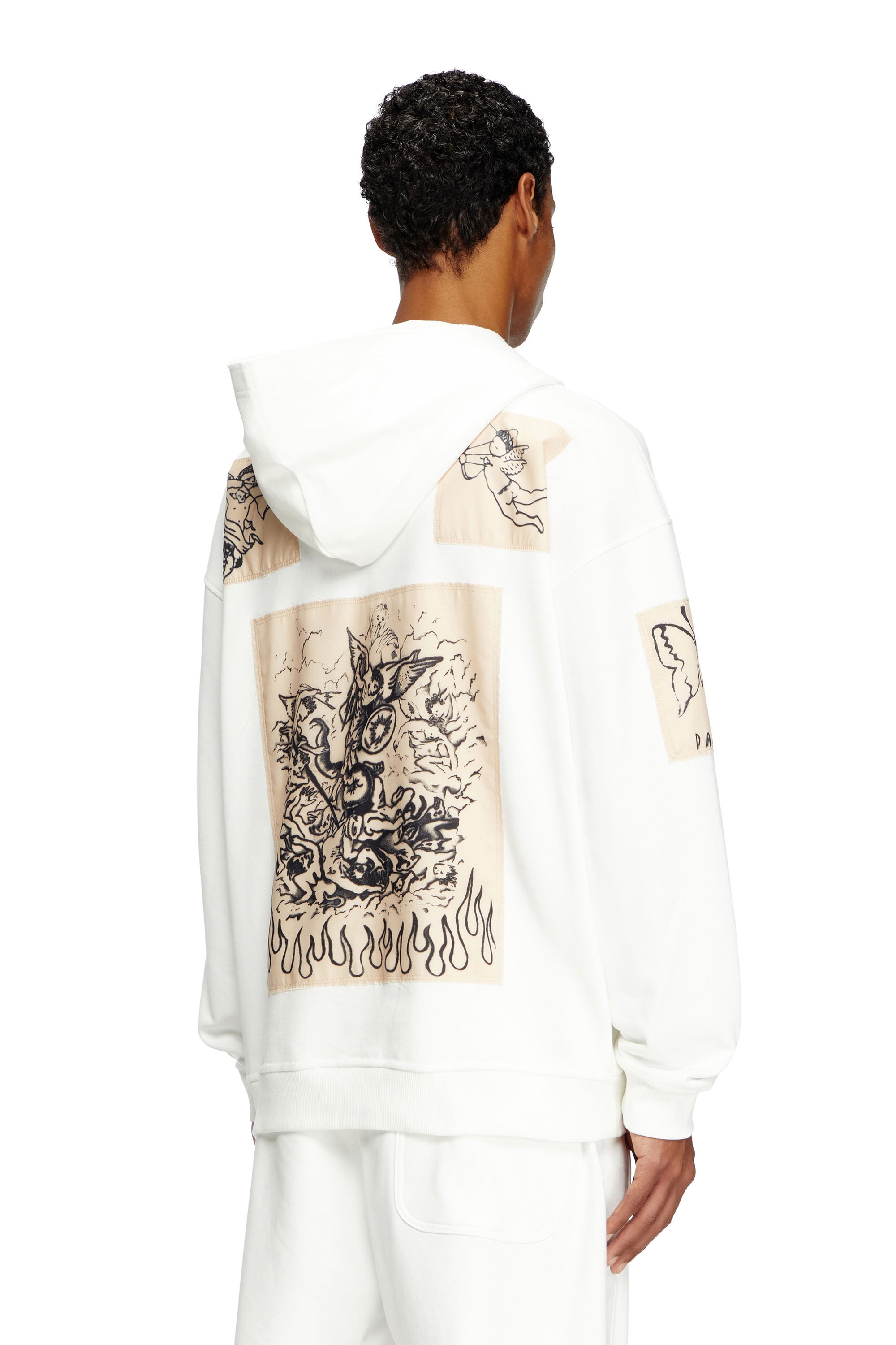 Diesel - S-BOXT-HOOD-DD, Unisex's Hoodie with tattoo patches in ホワイト - 3