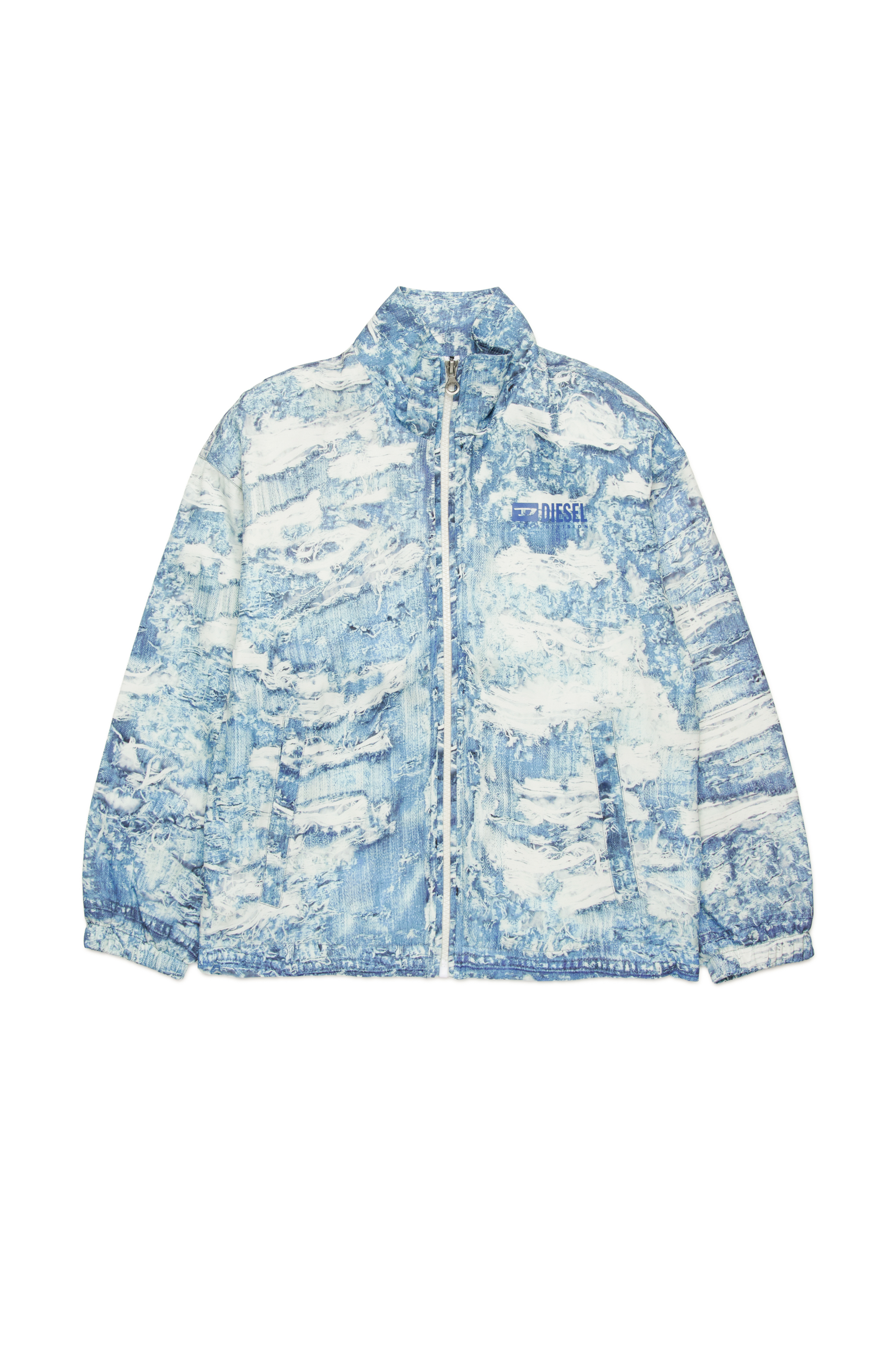 Diesel - JALSTON, Male's Windbreaker with Tiger Breaks trompe l'oeil in ブルー - 1