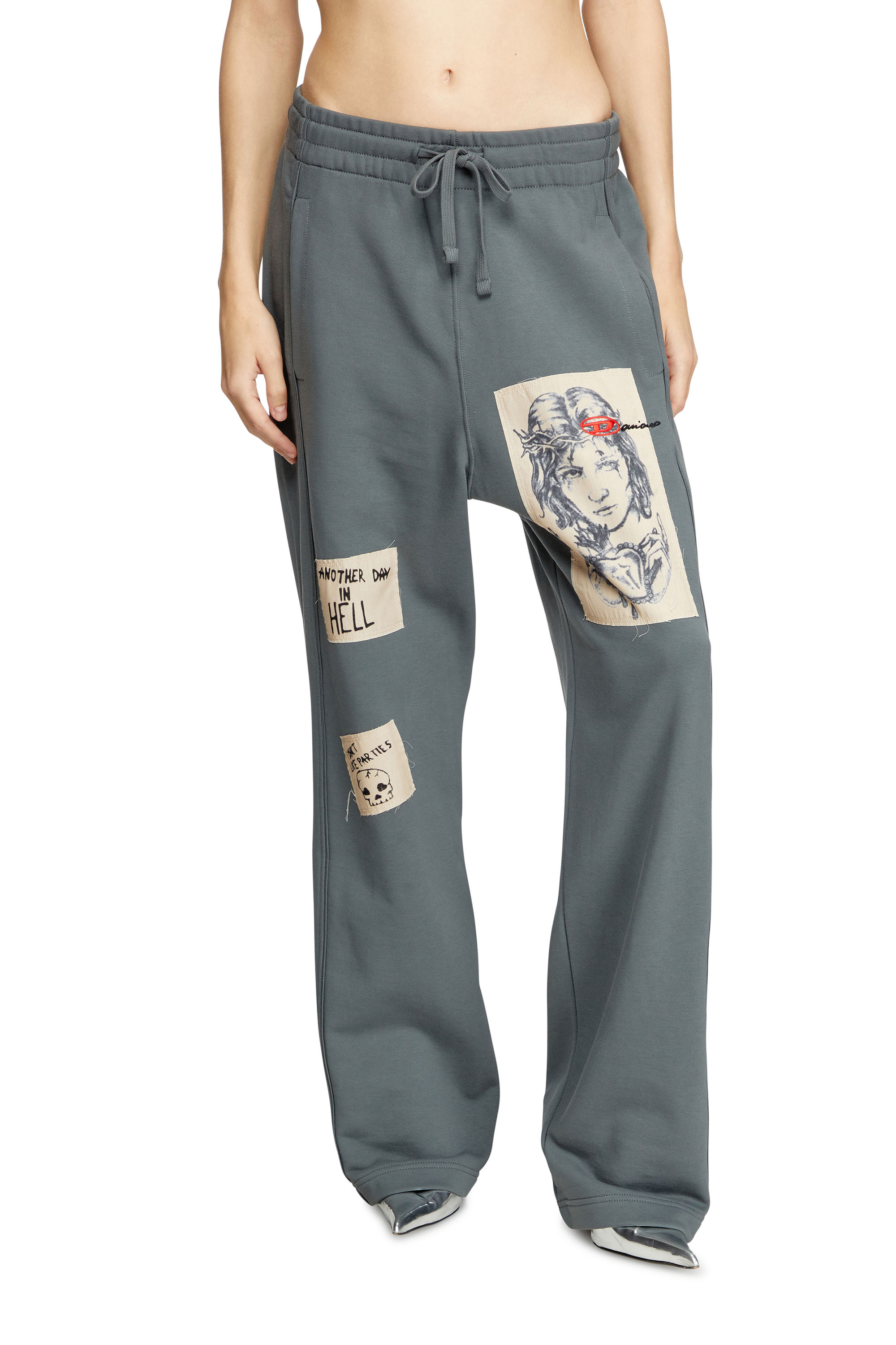 Diesel - P-MARTYANS-DD, Unisex's Track pants with tattoo patches in グレー - 1