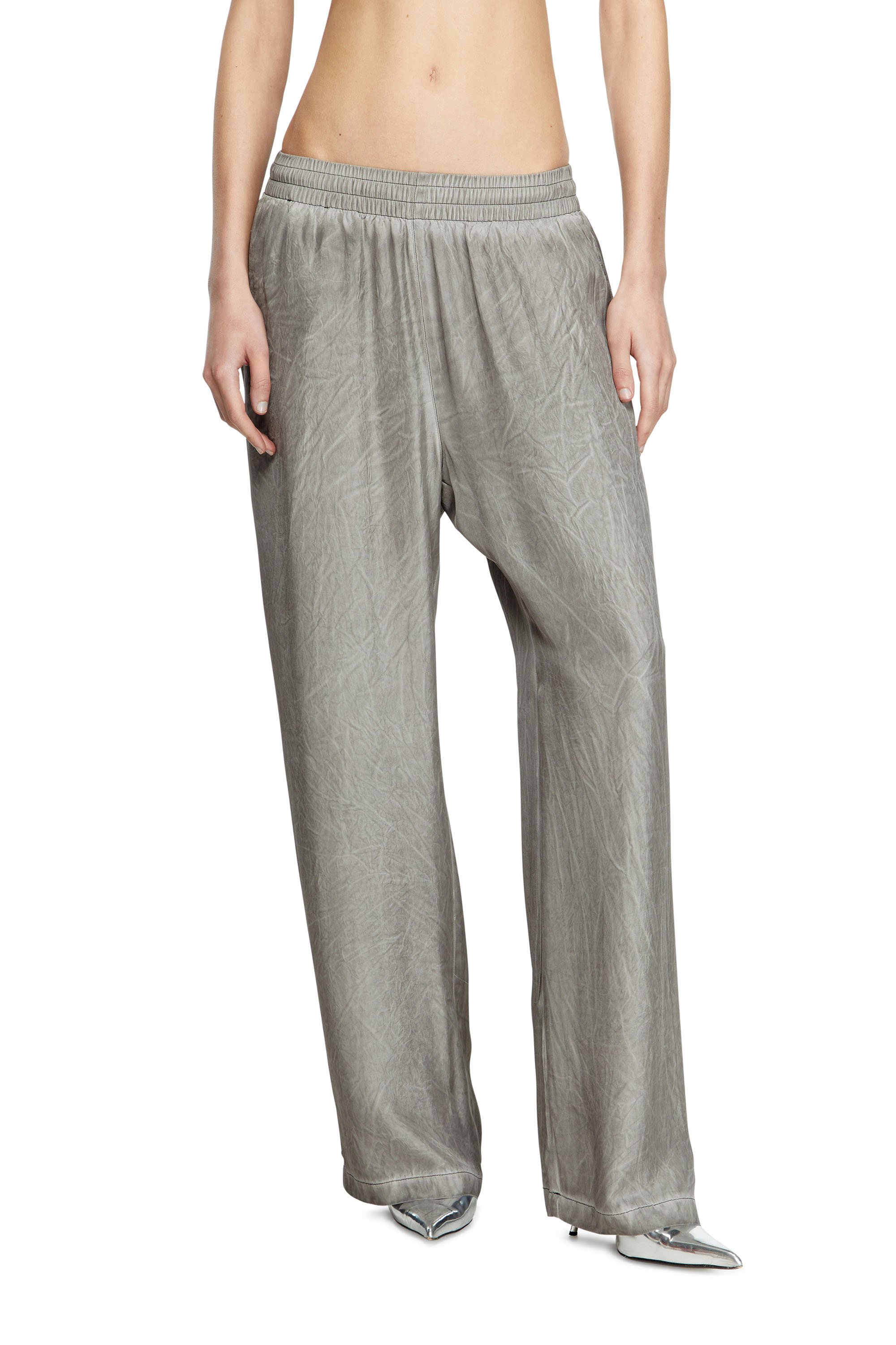 Diesel - P-LEON, Unisex's Fluid crinkled track pants in グレー - 5