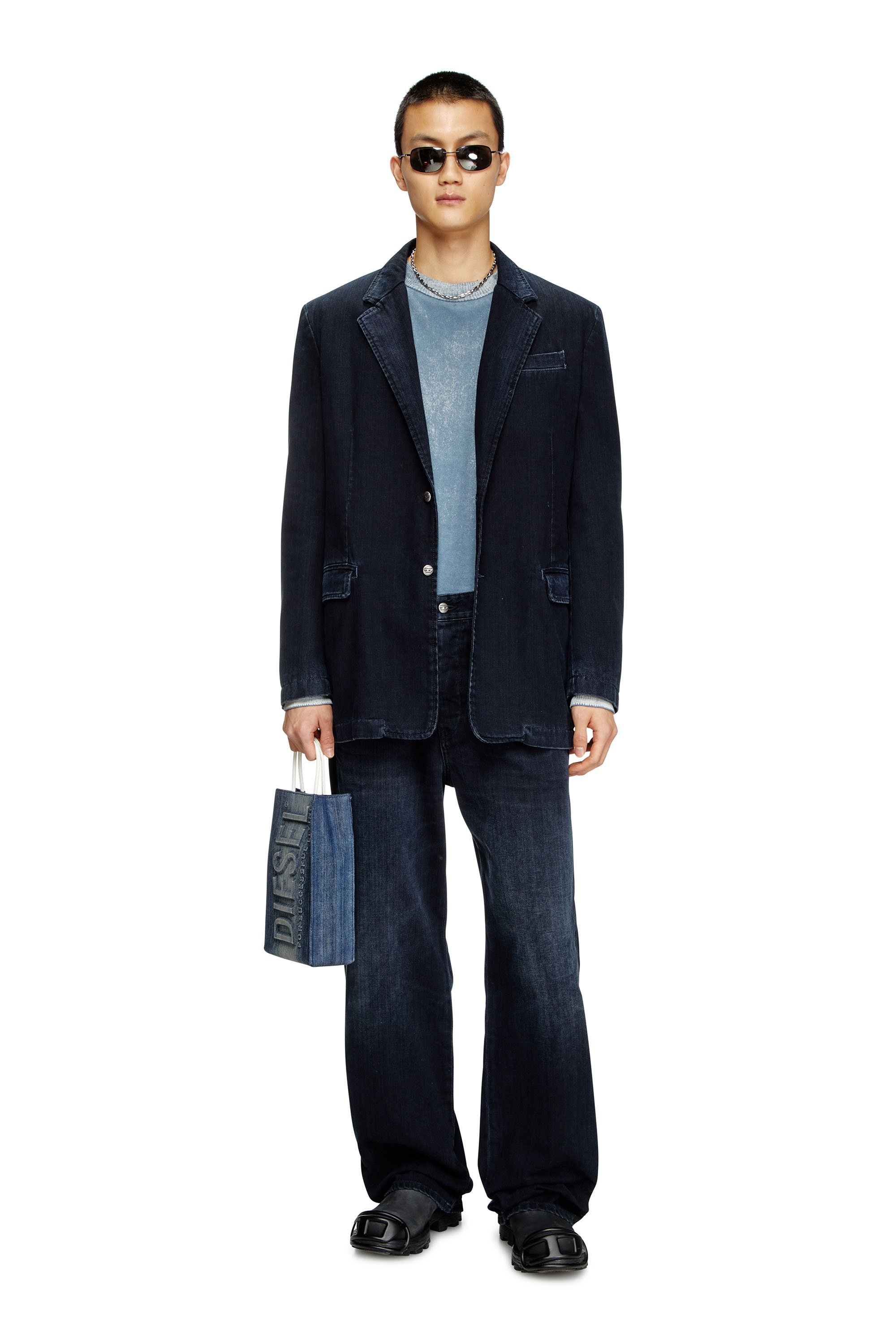 Diesel - LES SHOPPERS SHOPPER M X, Male's Les Shoppers-Tote bag in solarised striped denim in ブルー - 6